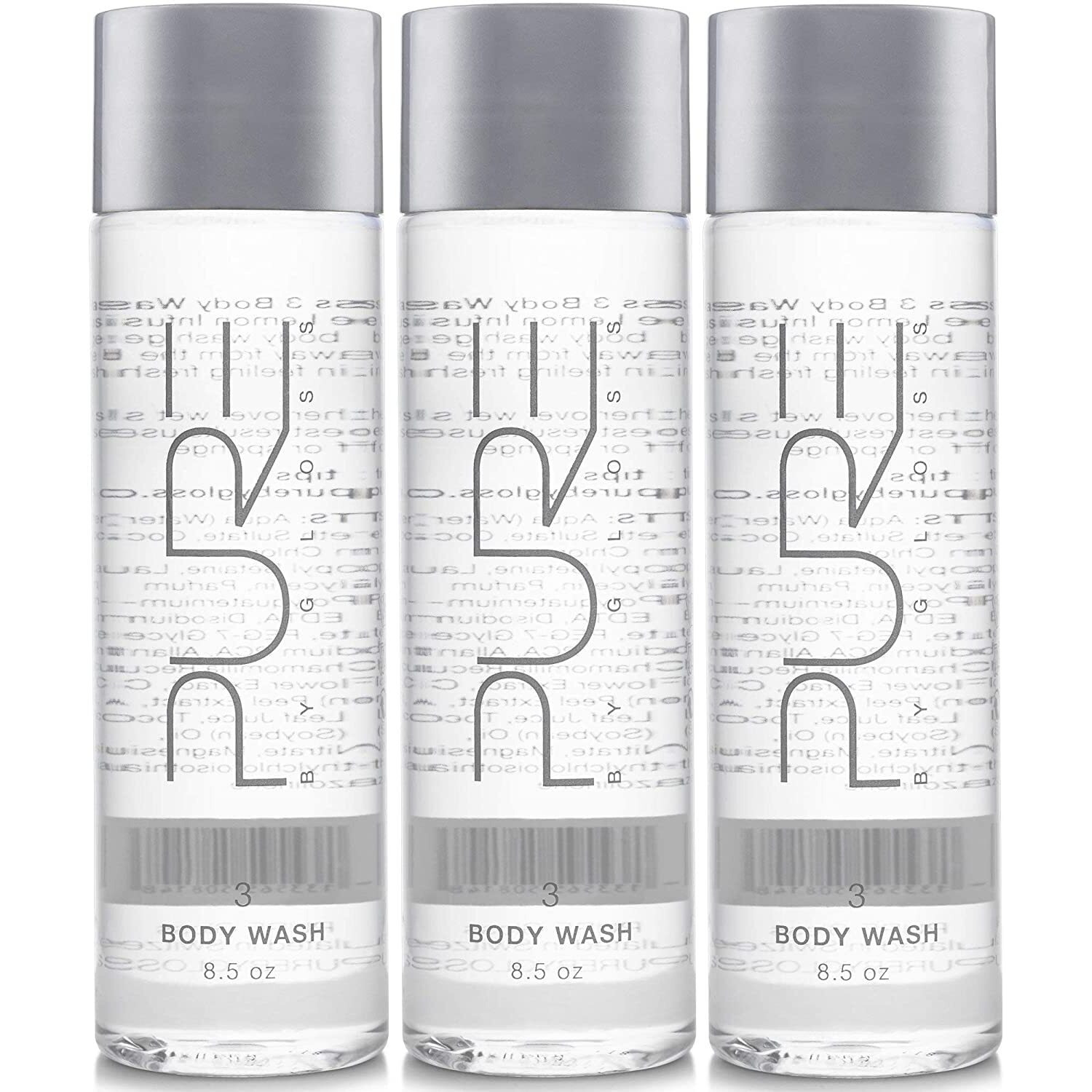Pure By Gloss Body Wash - Fresh Lemon Scent - For All Skin Types - Cruelty Free And Paraben Free - Luxurious Moisturizing  Softening & Smoothing Formula - For Men  Women  Kids - 8.5Oz Each - 3 Pack