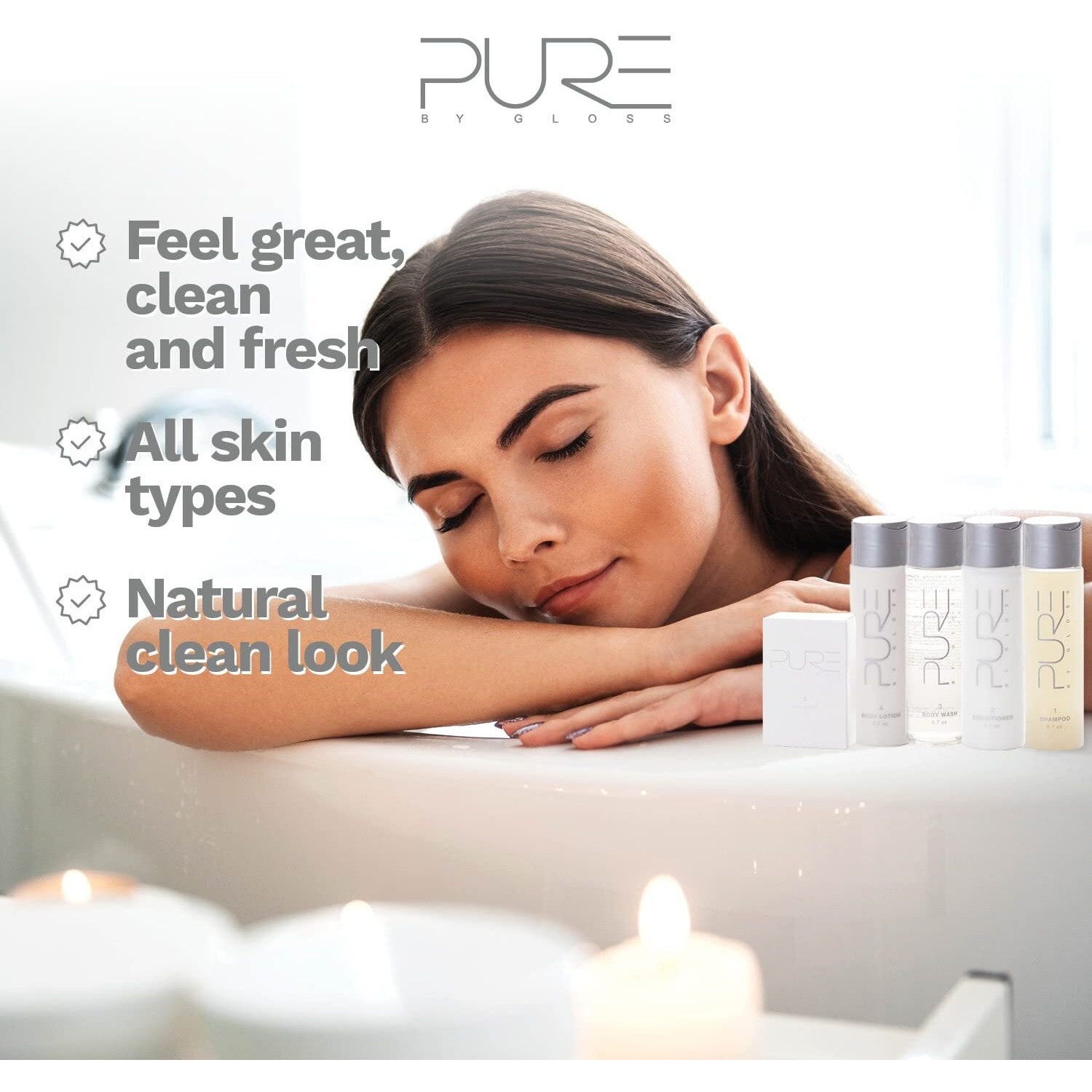Pure By Gloss Body Wash - Fresh Lemon Scent - For All Skin Types - Cruelty Free And Paraben Free - Luxurious Moisturizing  Softening & Smoothing Formula - For Men  Women  Kids - 8.5Oz Each - 3 Pack