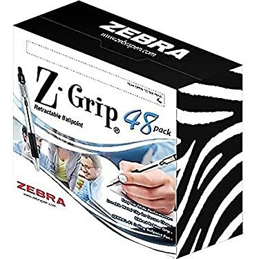 Zebra 22048 Z-Grip Retractable Ballpoint Pen  Assorted Ink  Medium  48/Pack