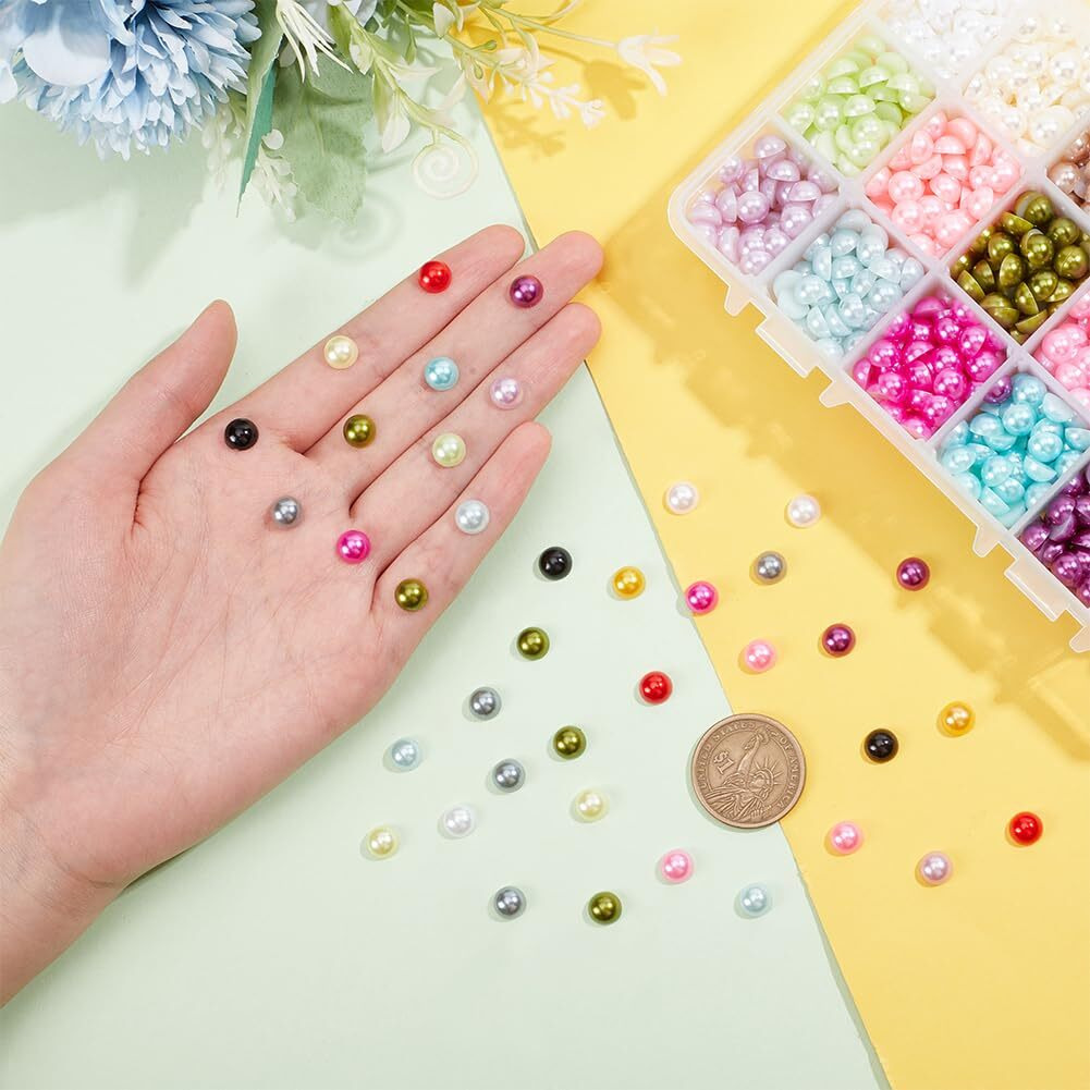 Ph Pandahall 1440Pcs Imitation Pearl Cabochon 8Mm Half Round Pearl Beads 18 Colors Faux Pearl Cabochons For Diy Scrapbook Phone Case Card Making Nail Craft Diy Bottle Phone Shoe Decoration