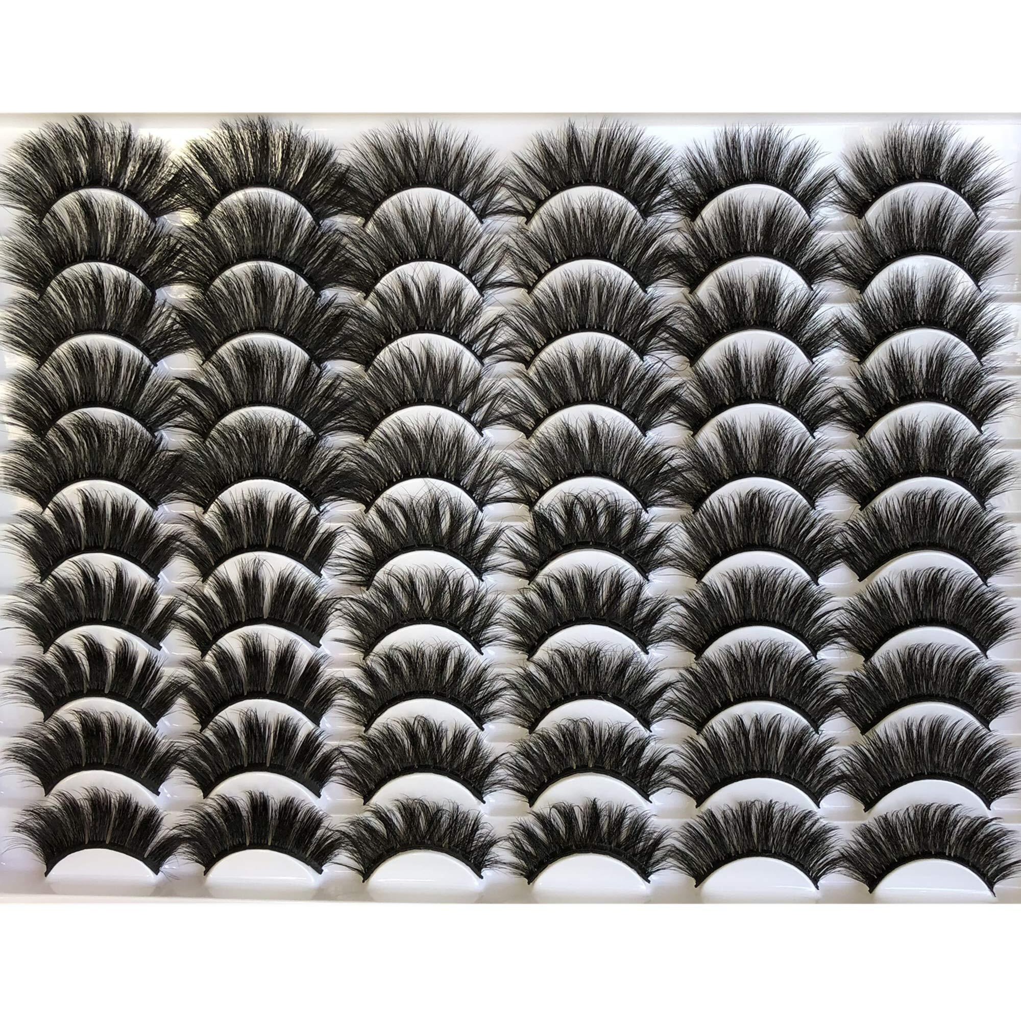 Gmagictobo False Eyelashes Fluffy 30 Pairs Pack Faux Mink Lashes 20Mm Long Dramatic 6 Styles Mixed 5D Medium Volume Thick Fake Eyelashes Soft Crossed Makeup Eye Lashes