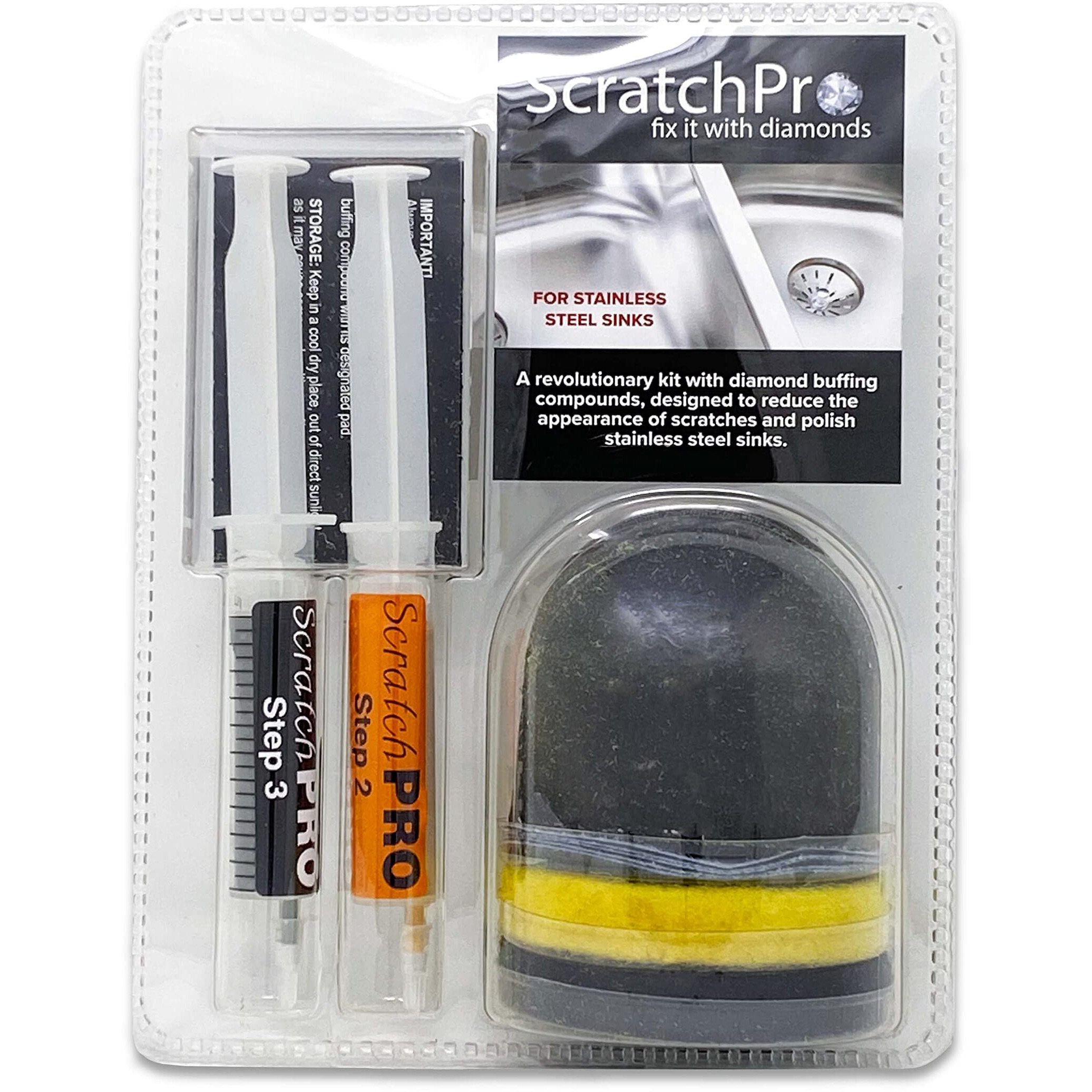 Scratch Pro Kit For Polishing And Repairing Stainless Steel Sinks  With Diamond Buffing Compounds  Reduce The Appearance Of Ugly Scratches And Polish Sink For Factory Fresh Look In No Time