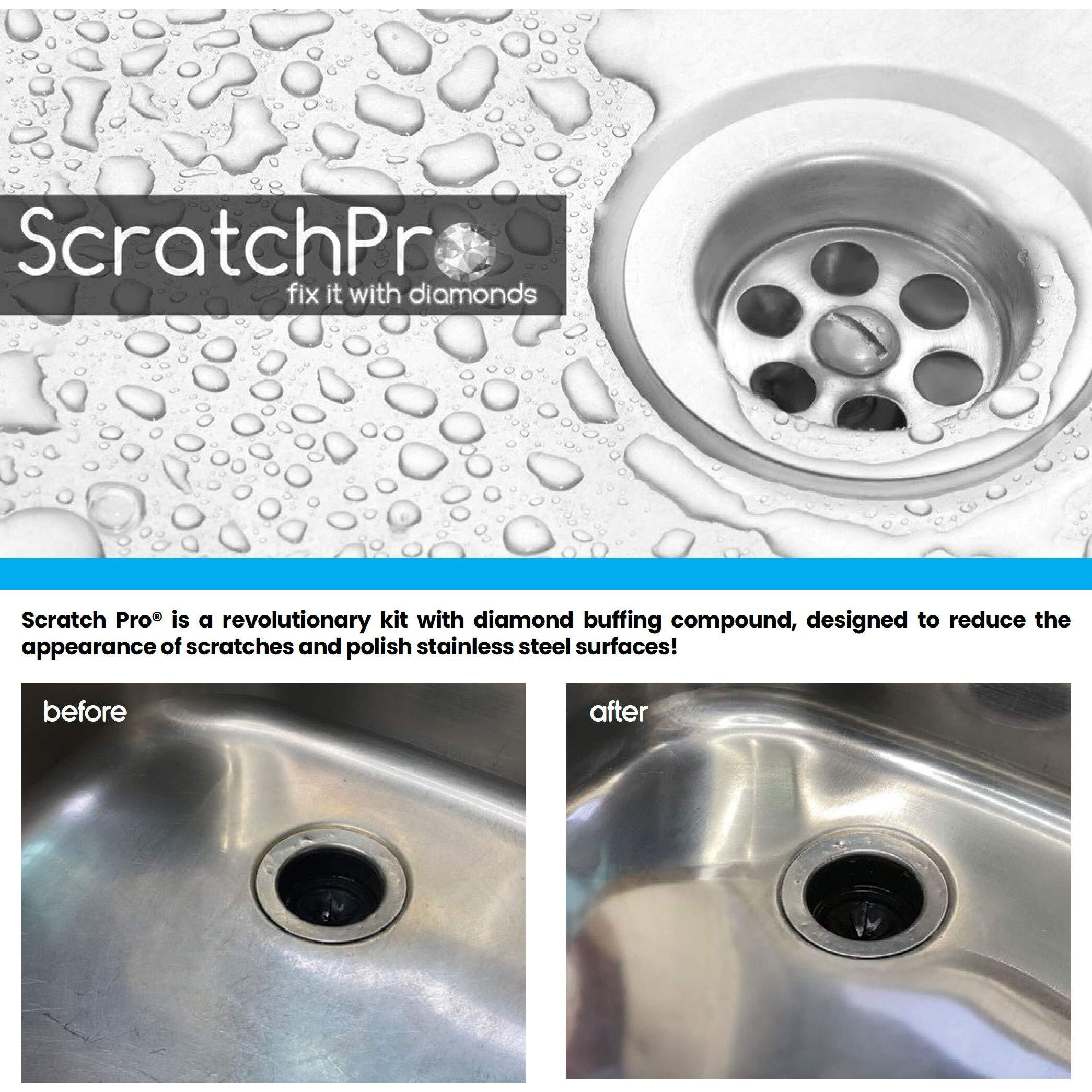 Scratch Pro Kit For Polishing And Repairing Stainless Steel Sinks  With Diamond Buffing Compounds  Reduce The Appearance Of Ugly Scratches And Polish Sink For Factory Fresh Look In No Time