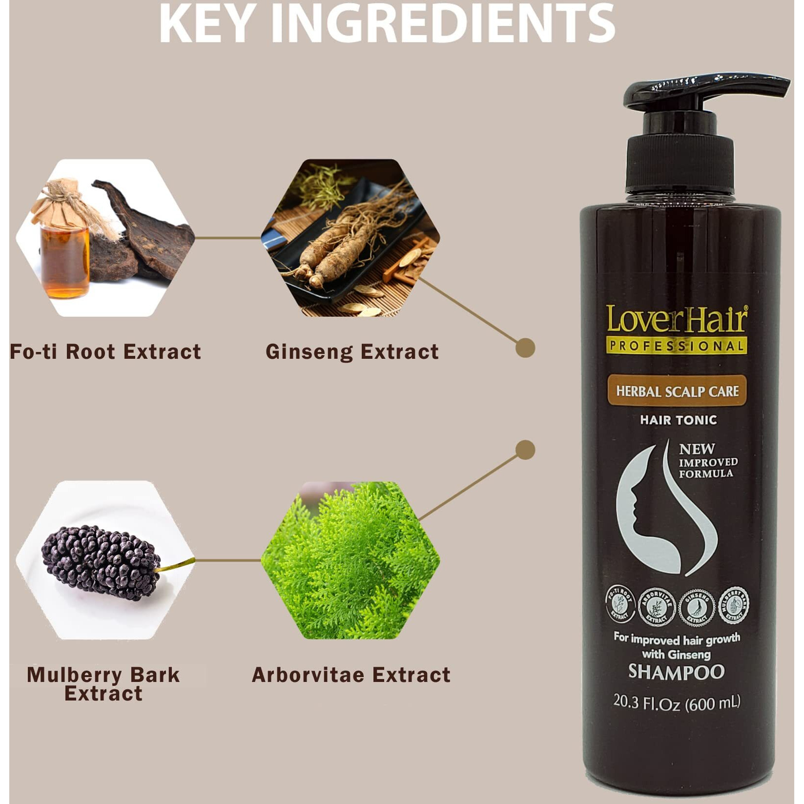 Loverhair Professional Herbal Scalp Care Shampoo 20.3 Fl.Oz (600Ml)