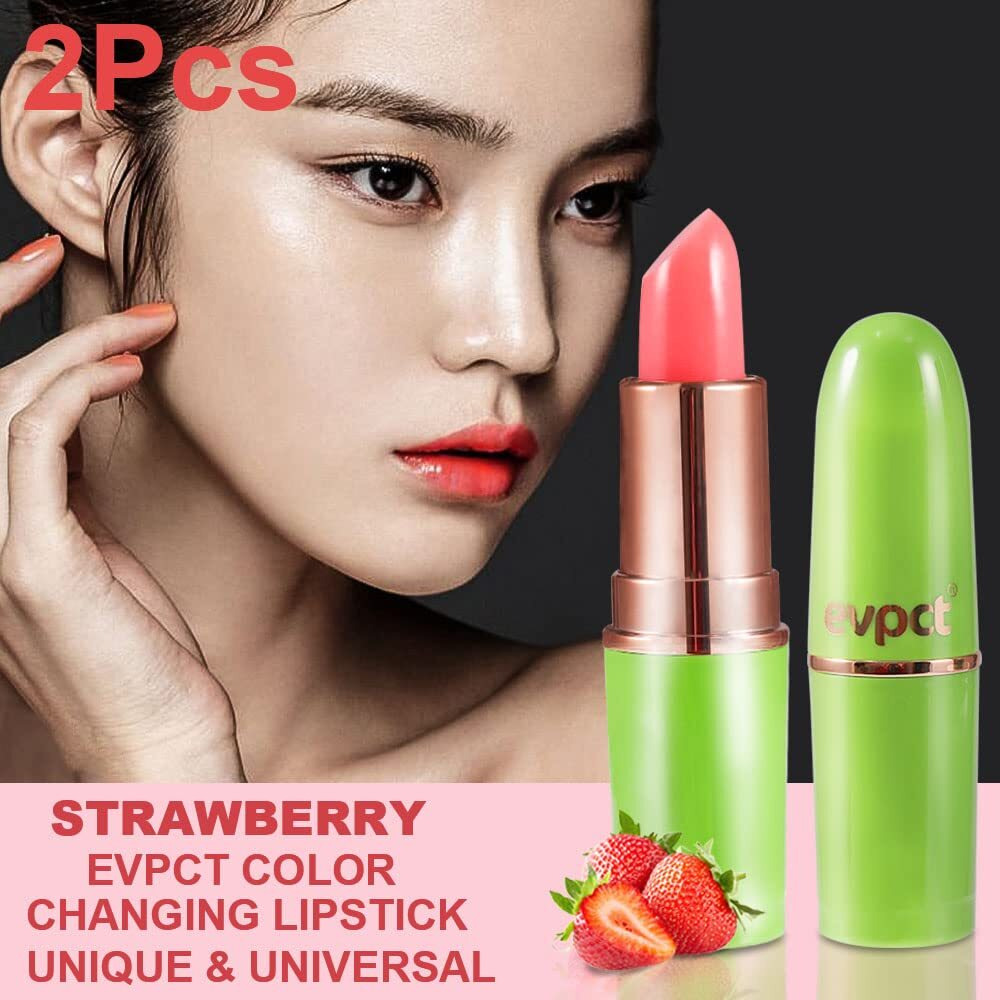Bingbrush Aloe Vera Color Changing Lipstick Moisturizer Long Lasting Lip Care Magic Lip Gloss Makeup Lipstick Set (2Pcs Strawberry  2 Count (Pack Of 1))