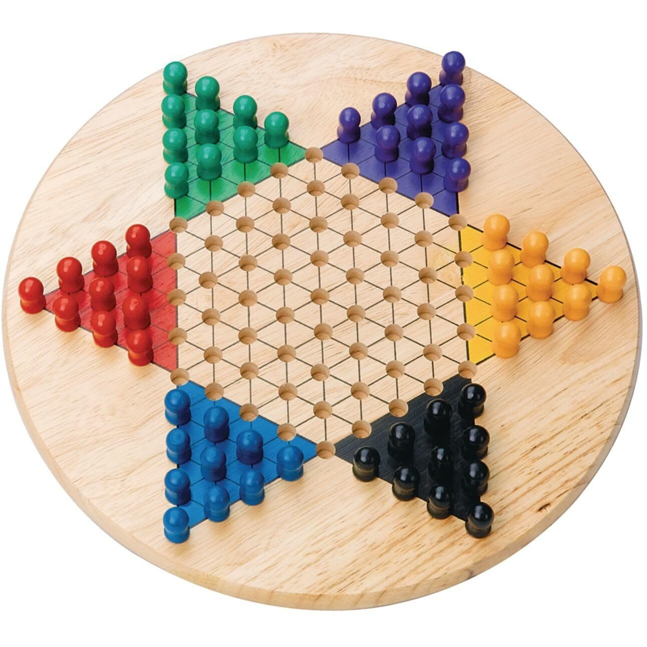 S&S Worldwide All Wood Chinese Checkers Set. 11"" Wood Playing Board With 60 Wooden Play Pegs That Won'T Roll Away. For 2 To 6 Players  Ages 7 And Up.