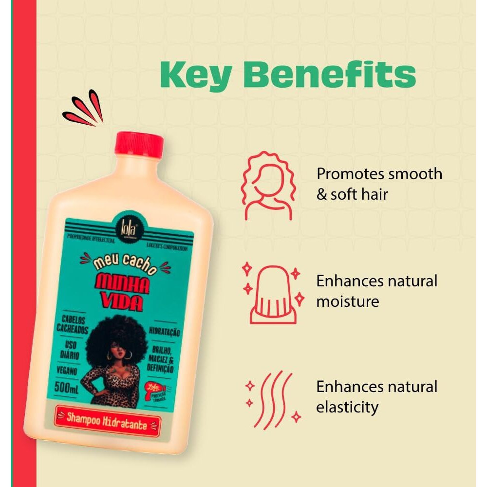 Lola From Rio - Meu Cacho Minha Vida - Hydrating Shampoo For Defined  Soft  Vibrant Curls  Nourishing  Mousturizing  Paraben  Sulfate-Free 16.9 Fl Oz