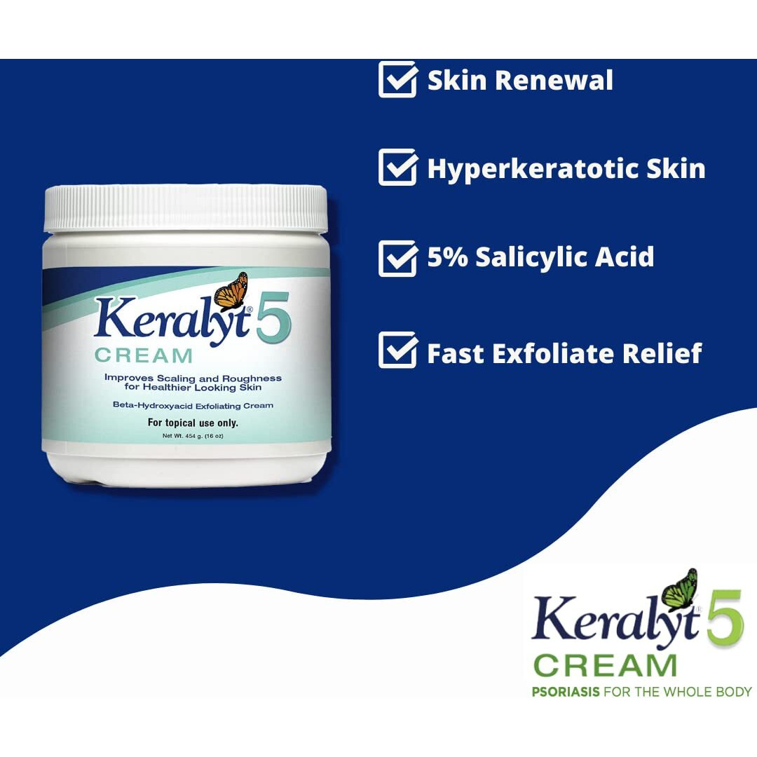 Keralyt 5 Psoriasis Cream - Full Body 5% Salicylic Acid Exfoliating Skin Lotion - Promotes Relief From Itchy  Redness  Dryness  Roughness  And Flakey Skin