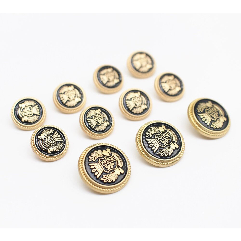 Mebuzip 14 Pieces Black Gold Metal Blazer Button Set 15Mm 20Mm For Blazers  Suits  Sport Coats  Uniform  Jackets (Mbm22)
