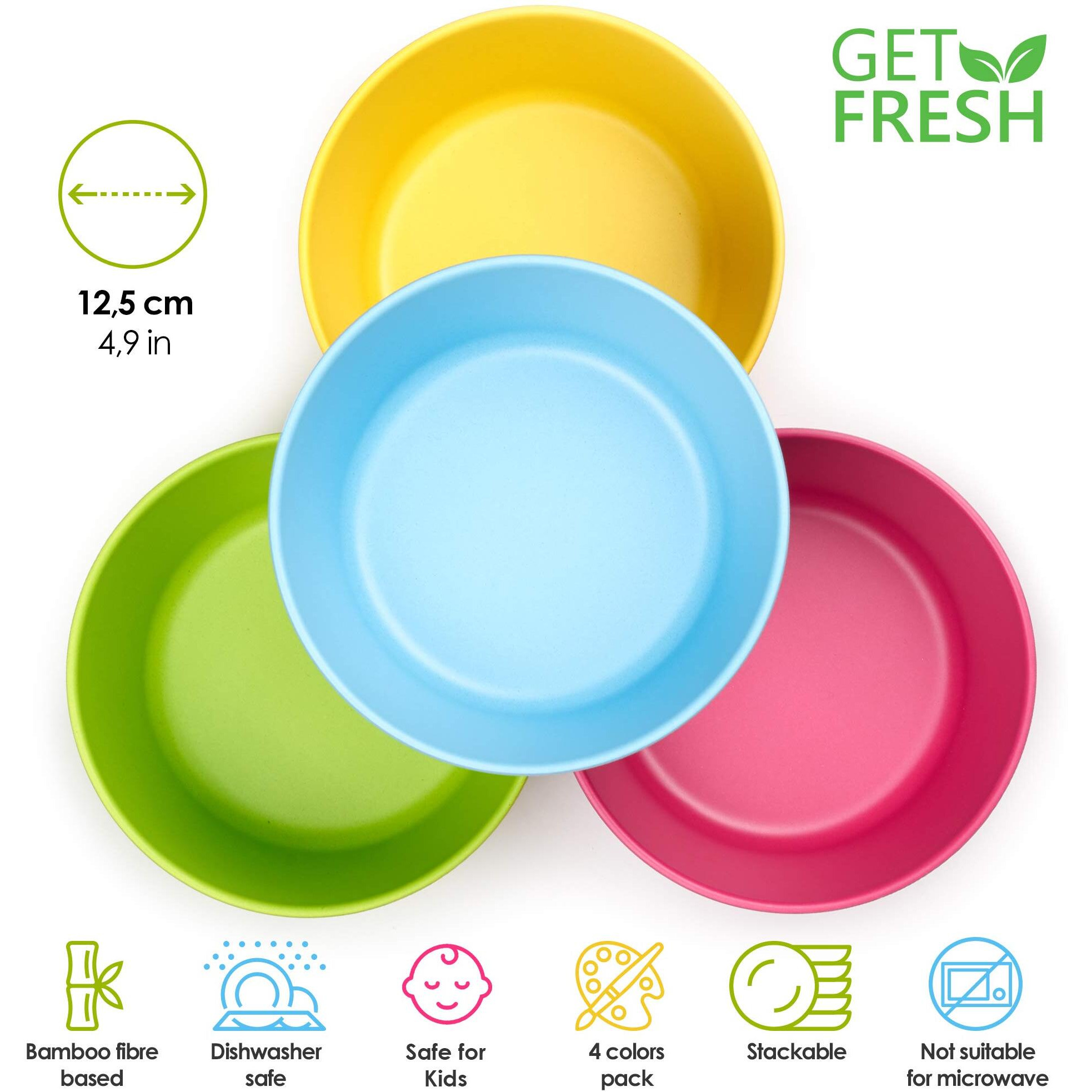 Get Fresh Bamboo Kids Snack Bowls  Set Of 4 Bowls For Kids  Kids Bpa Free Bowls  Bamboo Dinnerware For Everyday Use  Kids Bamboo Bowls  Dishwasher Safe And Stackable