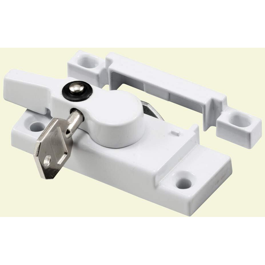 Prime-Line F 2624 Keyed Child-Proof Sash Lock  2-3/16 In. Hole Centers  Diecast Zinc  Painted White  (Single Pack)