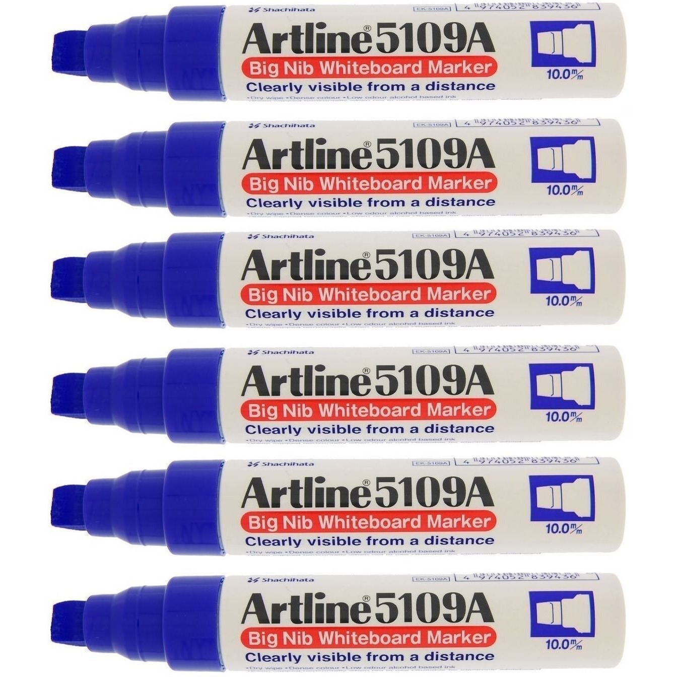 Artline 5109A Big Nib Whiteboard Marker - Blue (Pack Of 6)