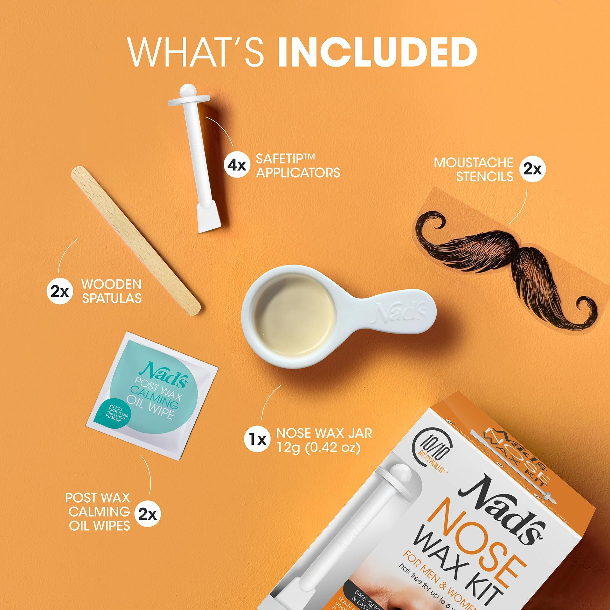 Nad's Nose Wax Kit For Men & Women - Waxing Kit For Quick & Easy Nose Hair Removal  12G / 0.42Oz