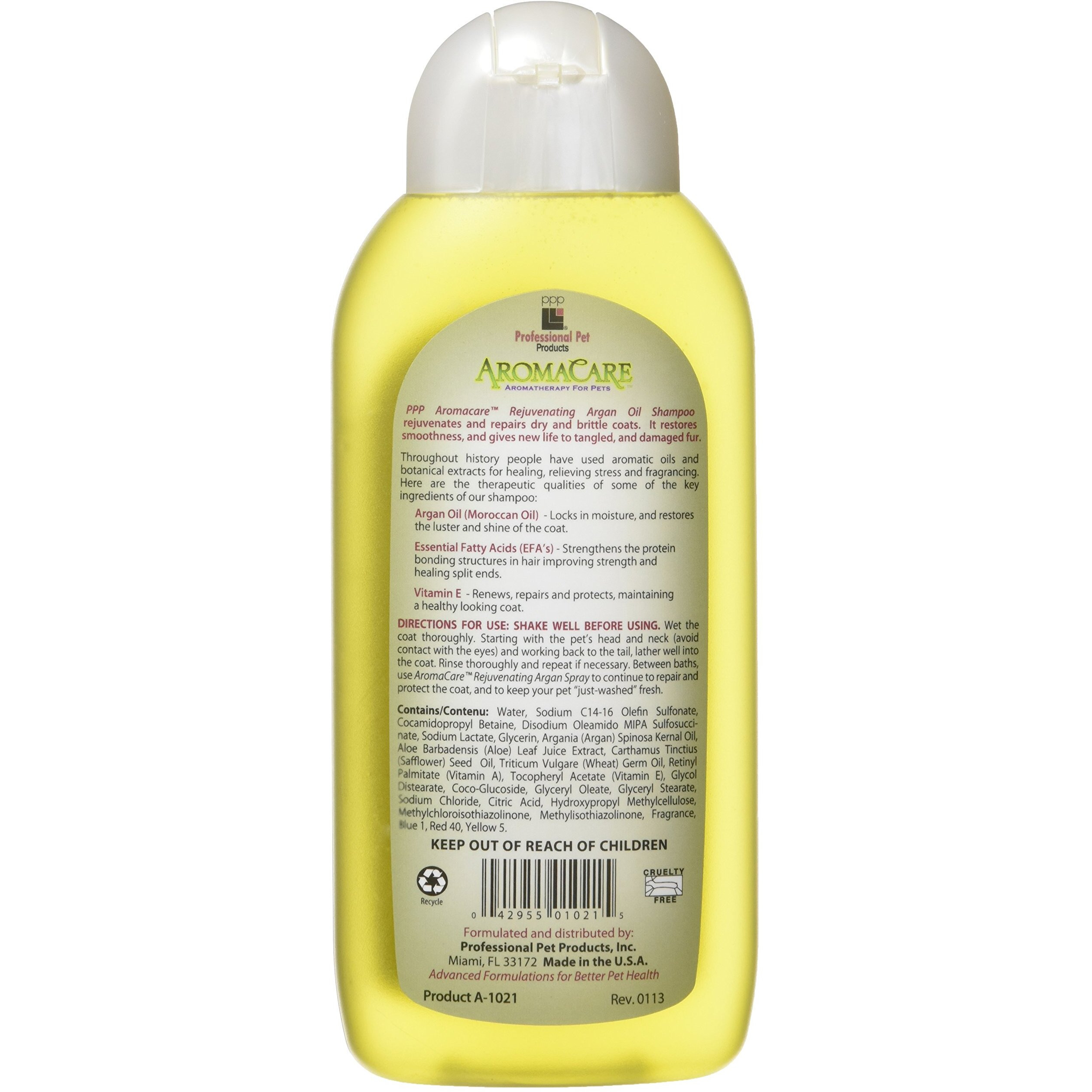 Ppp Aromacare Rejuvenating Argan Shampoo For Dogs - Repairs Dry And Brittle Coats - Leaves Fur Silky & Shiny - 13.5 Fl Oz.