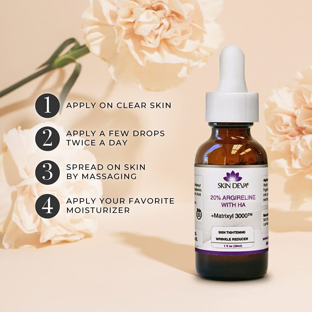 Skin Deva 20% Argireline Serum With Matrixyl 3000 Pure Hyaluronic Acid Serum For Face Deep Wrinkle Reducer Anti Aging Tones Skin And Stimulates Collagen Peptides Serum For Face
