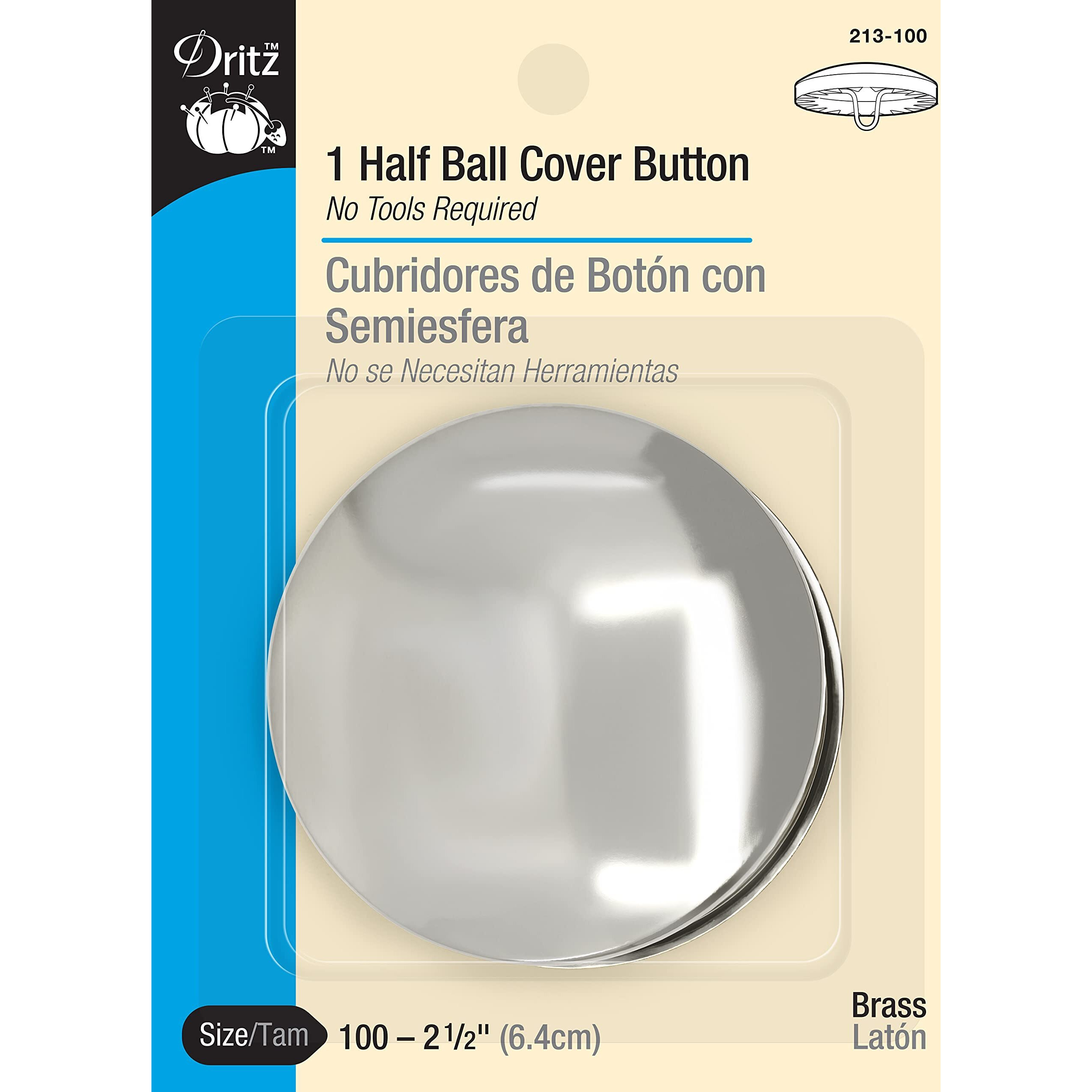 Dritz 213-100 Half Ball Cover Button  Size 100 (2-1/2-Inch)  1-Sets