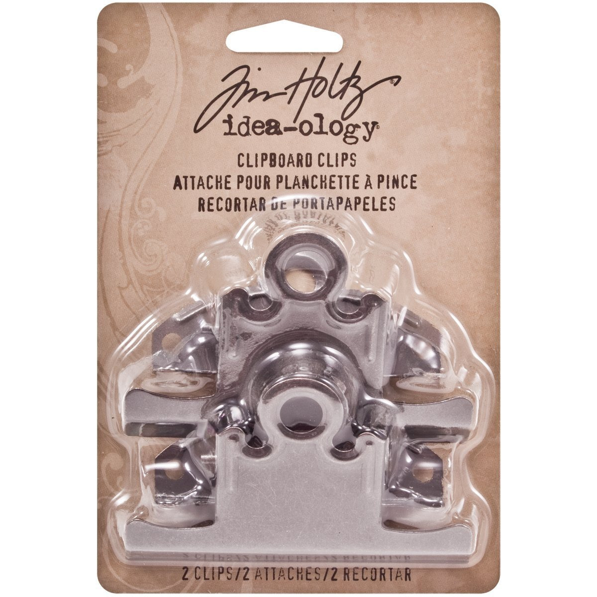Tim Holtz Idea-Ology Metal Clipboard Clips  2 Per Pack  3-Inch  Antique Nickel Finish  Th93138
