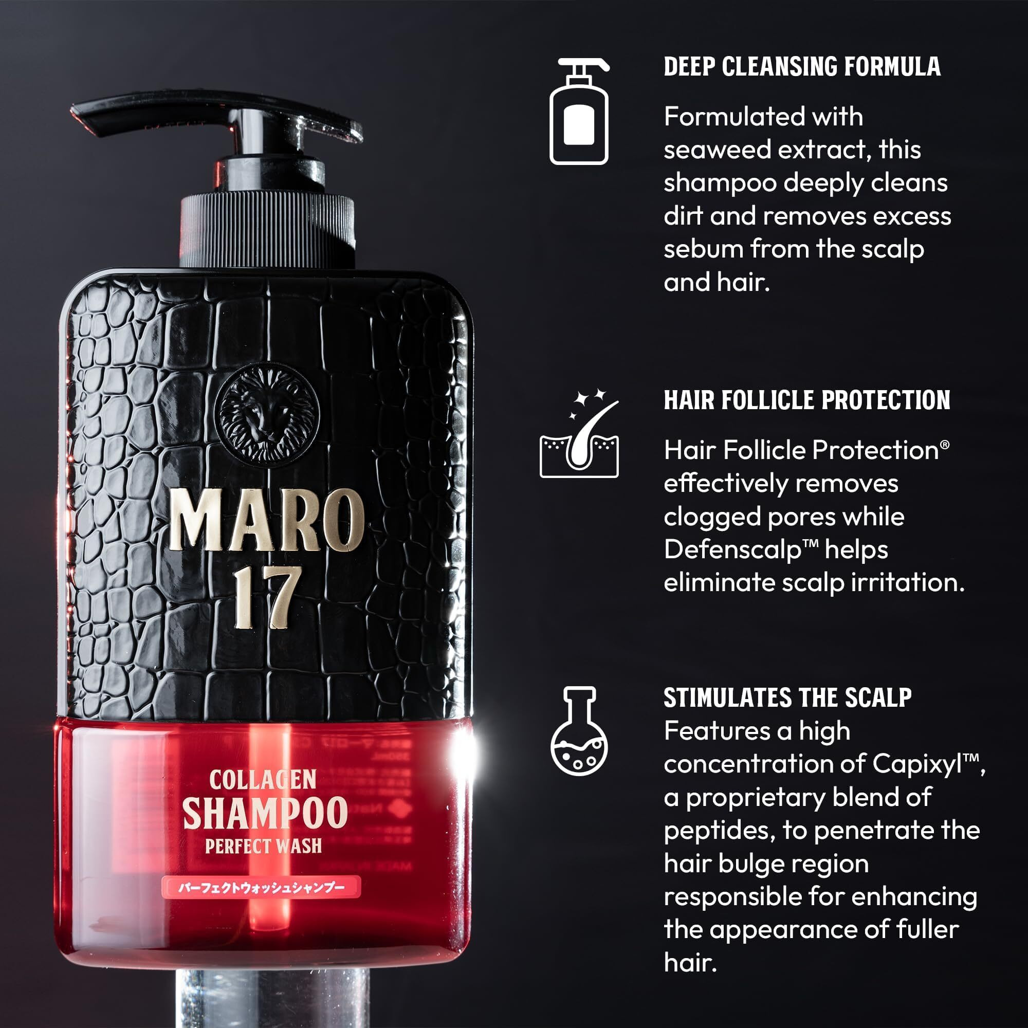 Maro17 Collagen Shampoo Perfect Wash | Regenerate Collagen To Support Fuller Hair | 11.6 Oz / 350 Ml