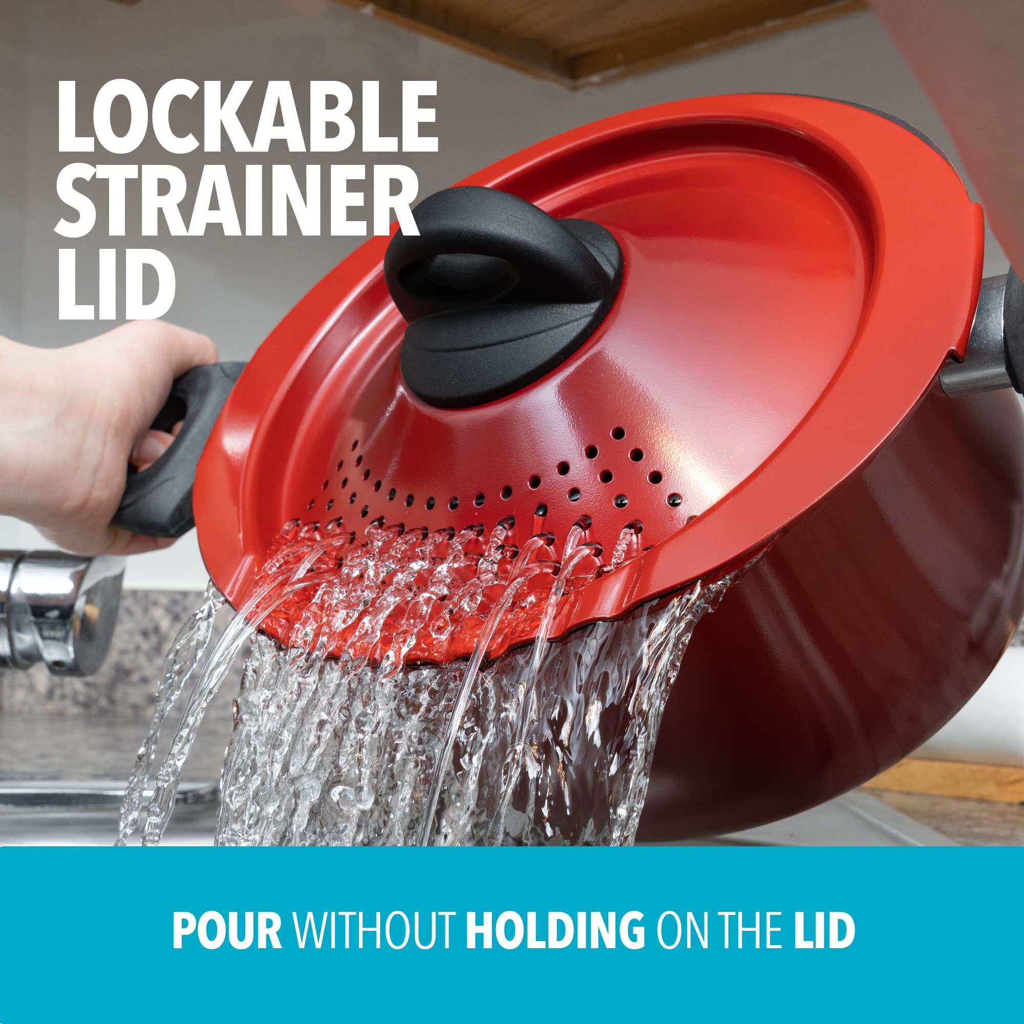 Bialetti 5.5 Quart Pasta Pot With Strainer Lid  Red - Elongated Oval Pot For Longer Spaghetti  Lasagna  Penne & Farfalle Noodles  Heat Resistant Handles & Nonstick Interior  Large Pot For Cooking