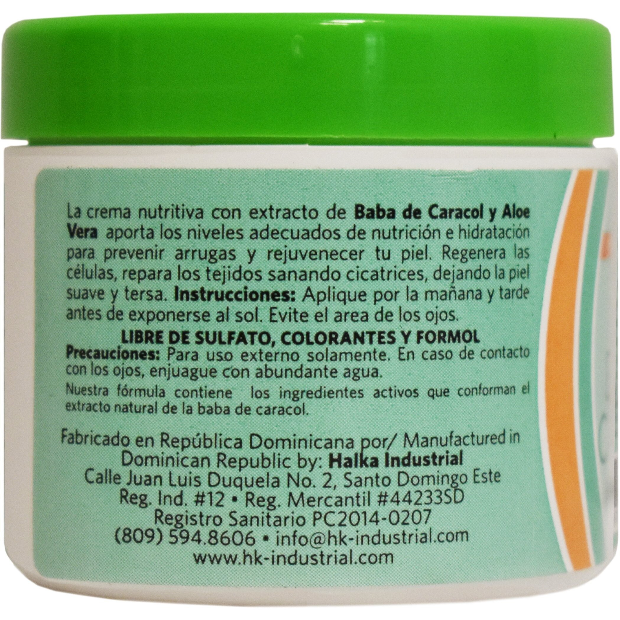 Baba De Caracol Facial Moisturizing Cream Aloe Vera 3.5 Oz