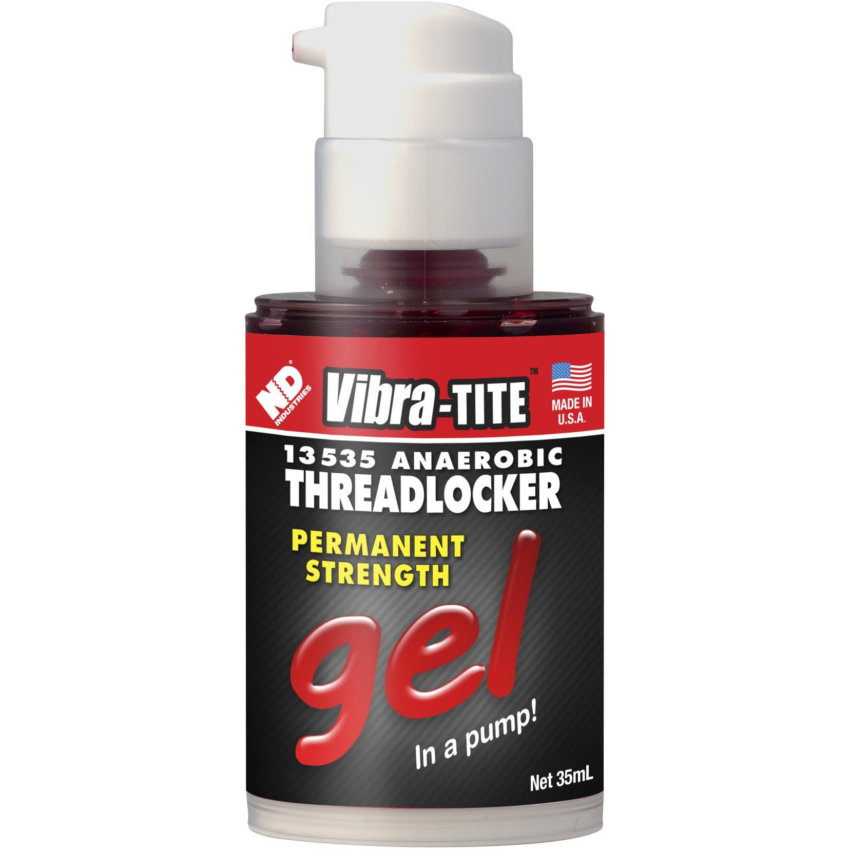 Vibra-Tite - 13535 135 Permanent Strength Gel Anaerobic Threadlocker  35 Ml Pump  Red