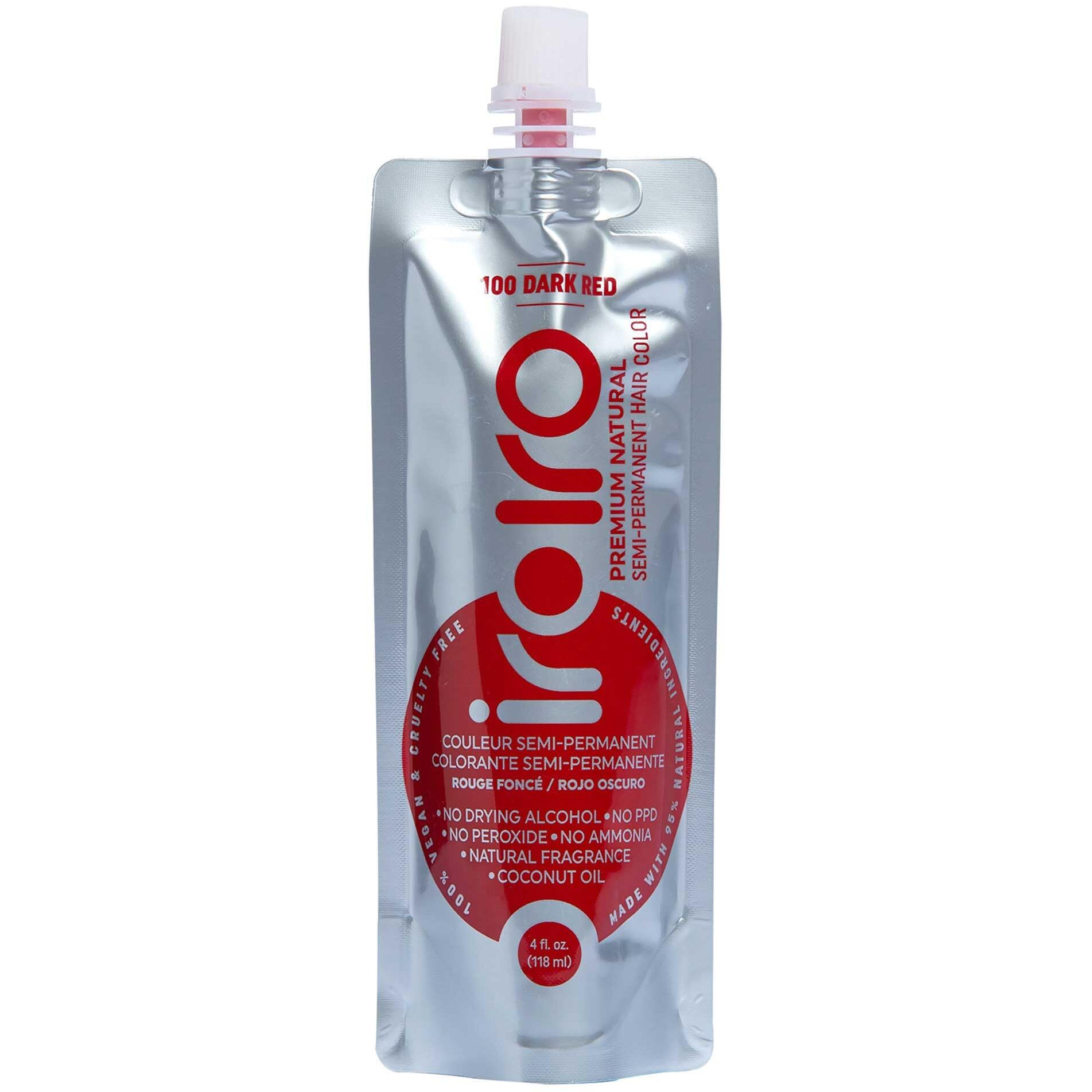 Iroiro Premium Natural Semi-Permanent Hair Color 100 Dark Red (4Oz)