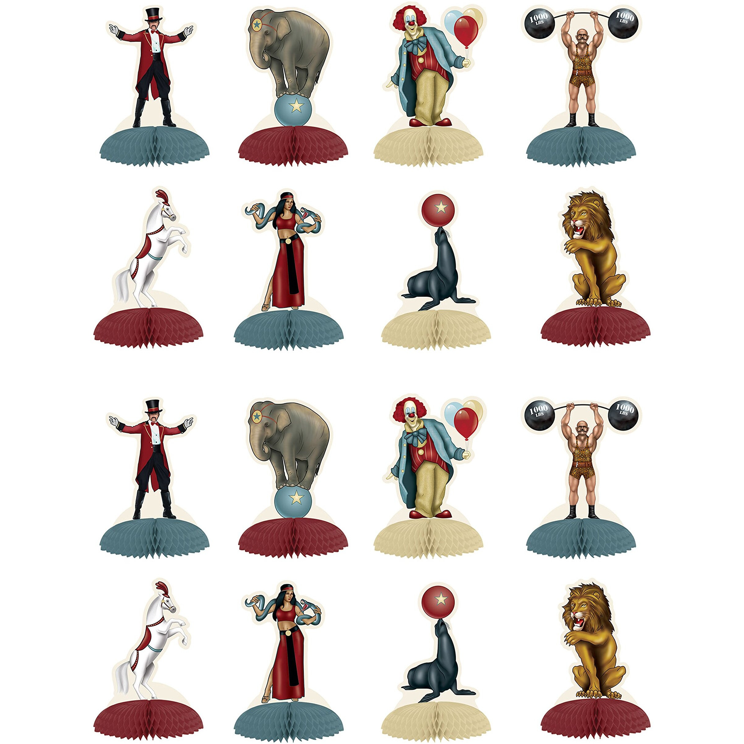 Beistle Vintage Circus Mini Centerpieces 16 Piece  5""  Multicolored   16 Count (Pack Of 1)