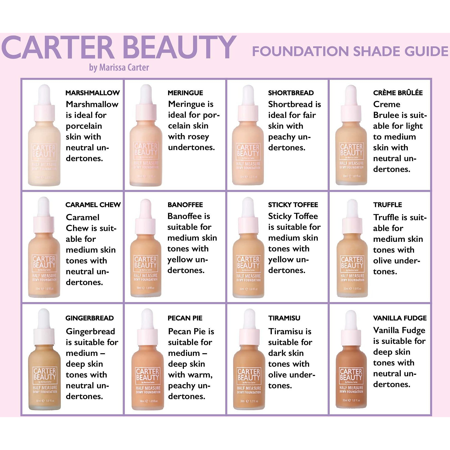 Carter Beauty By Marissa Carter Half Measure Dewy Foundation - Meringue  1.01 Oz