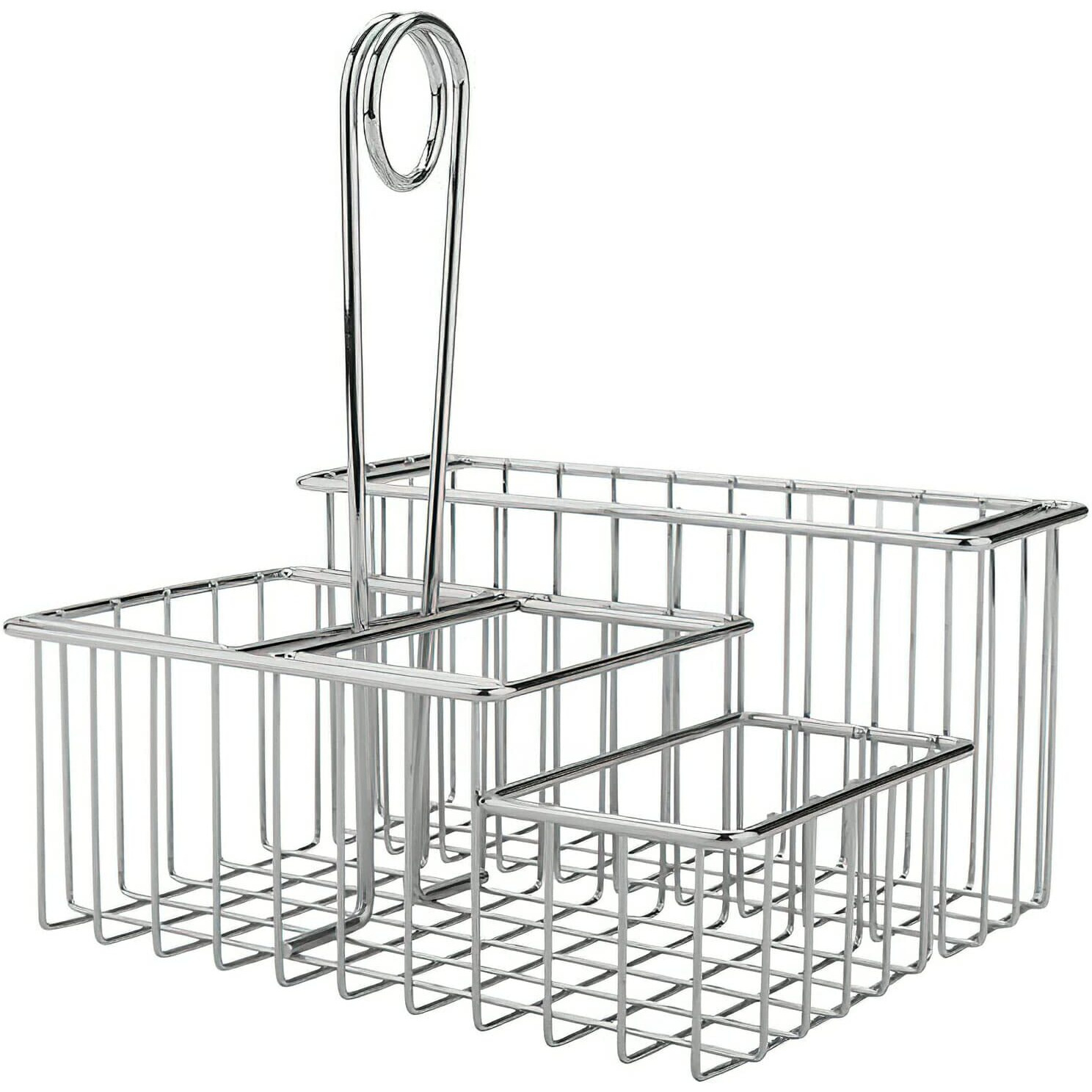 G.E.T. 4-21699 Chrome Four Compartment Condiment Caddy Metal Specialty Servingware Collection  8"" X 7"" X 9"" Tall  Chrome