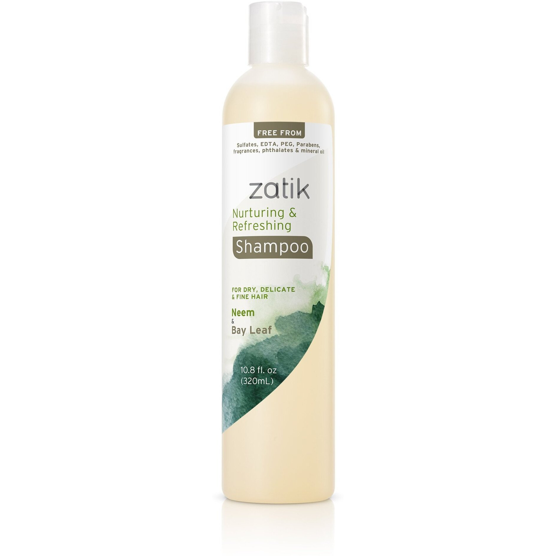 Zatik Naturals - Nurturing And Refreshing Shampoo With Neem & Bay Leaf For Dry  Fine  Delicate Hair - Vegan  Biodegradable  Ph Balanced  Free From Sulfates  Parabens  Fragrances  Phthalates. 10.8 Oz