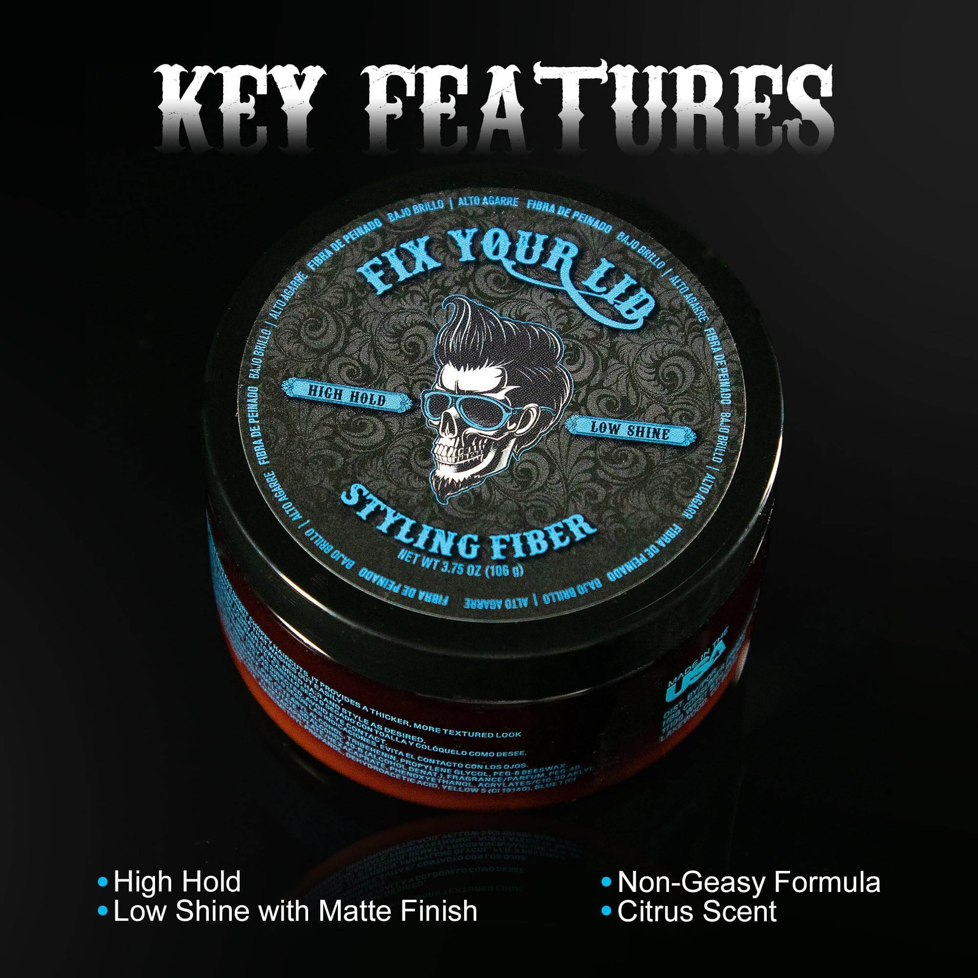 Fix Your Lid-Hair Styling Fiber For Men's And Boys' Short  Choppy Hair Types With High Hold And Low Shine  Infused With Pleasant Citrus Scent  Paraben And Phthalate Free 3.5 Oz