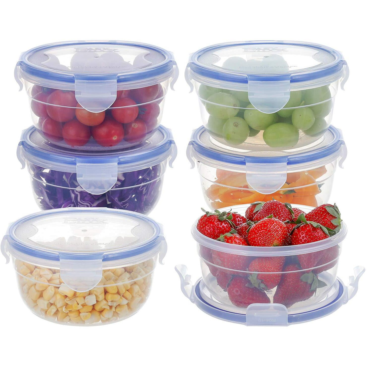 Kigi 6 Pack 10Oz Plastic Round Bowls With Lid Airtight Food Storage Container Set Small Meal Prep Containers Bento Box