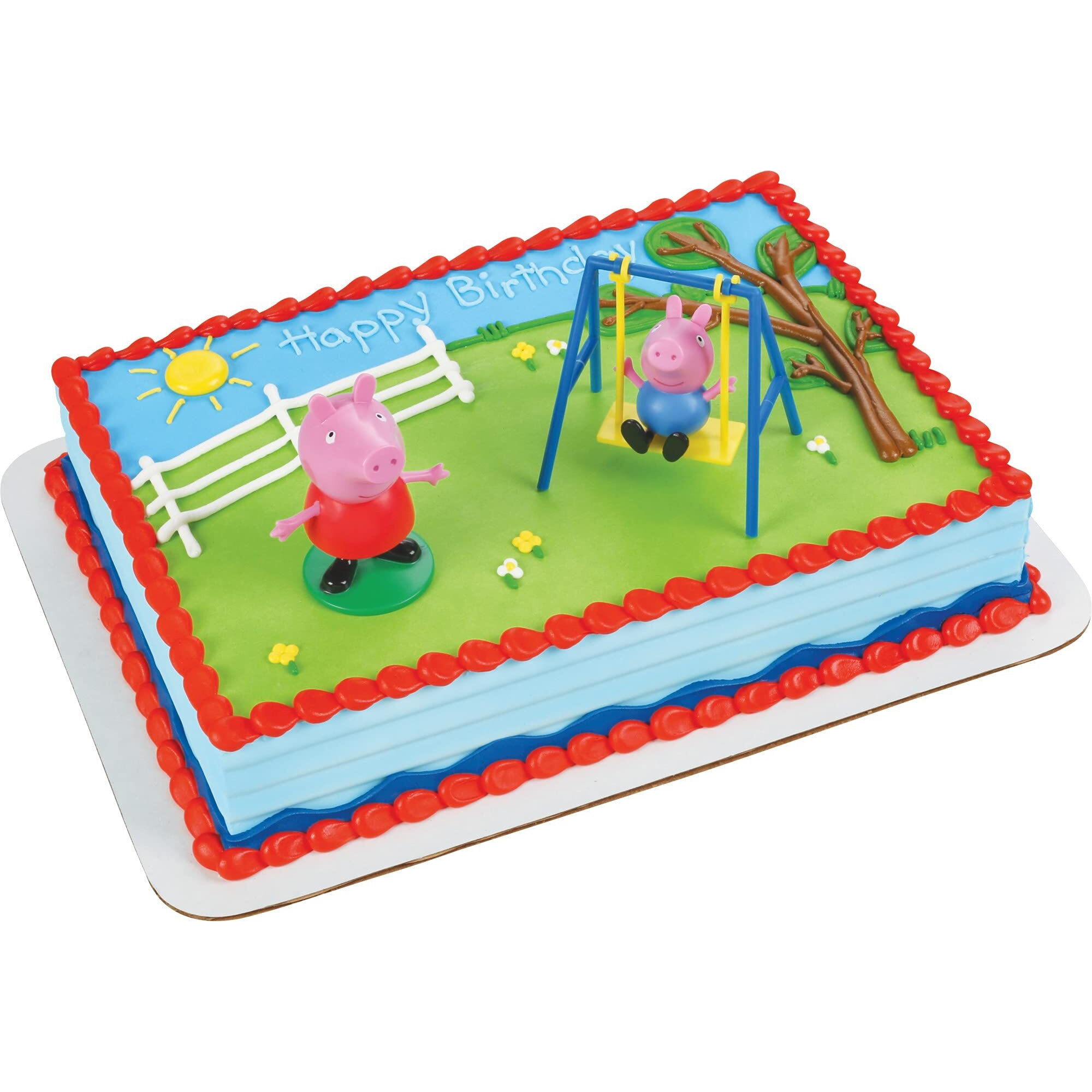 Decopac Peppa Pig Swing Set Decoset Cake Decoration Topper Pink  3.2"" X 1.8""