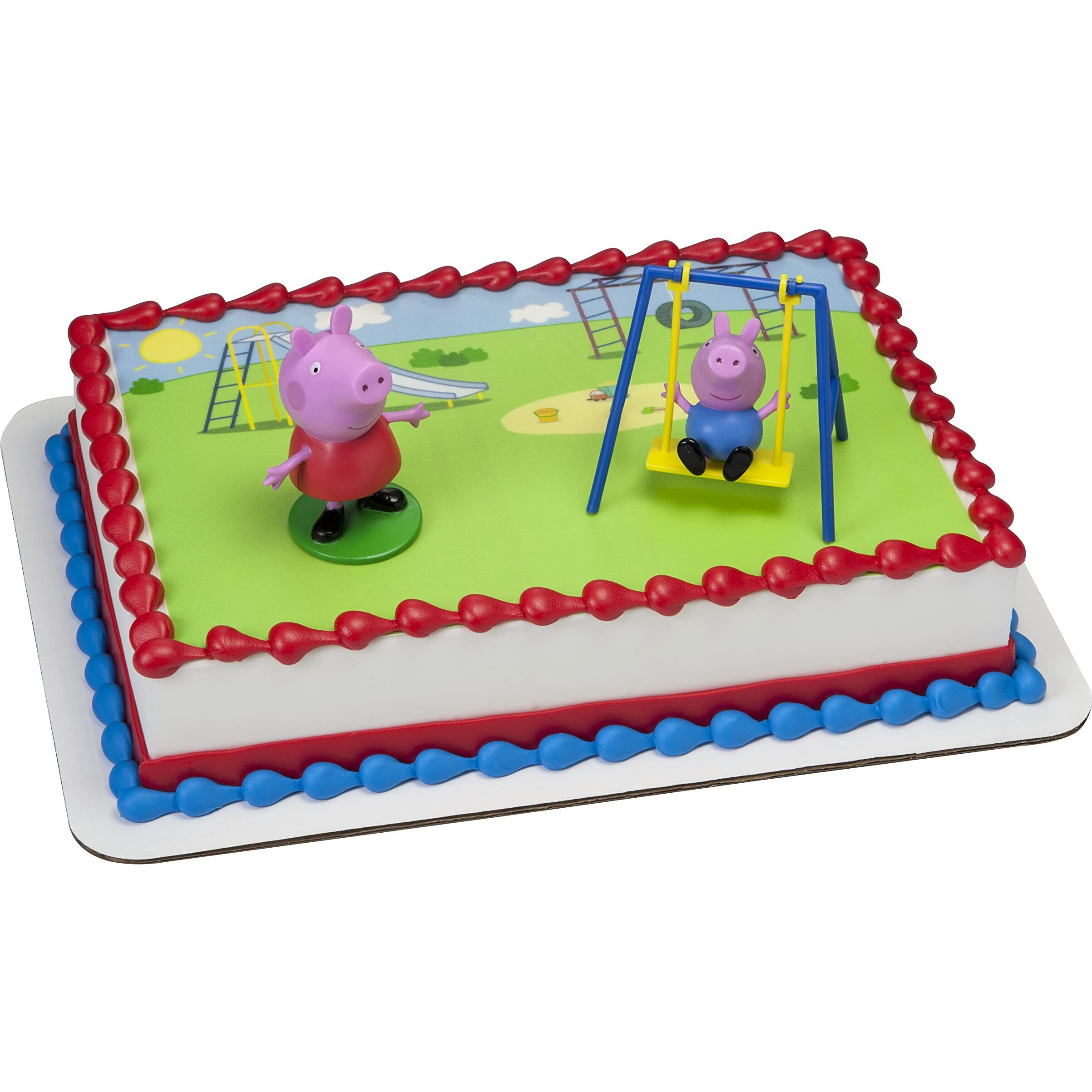 Decopac Peppa Pig Swing Set Decoset Cake Decoration Topper Pink  3.2"" X 1.8""