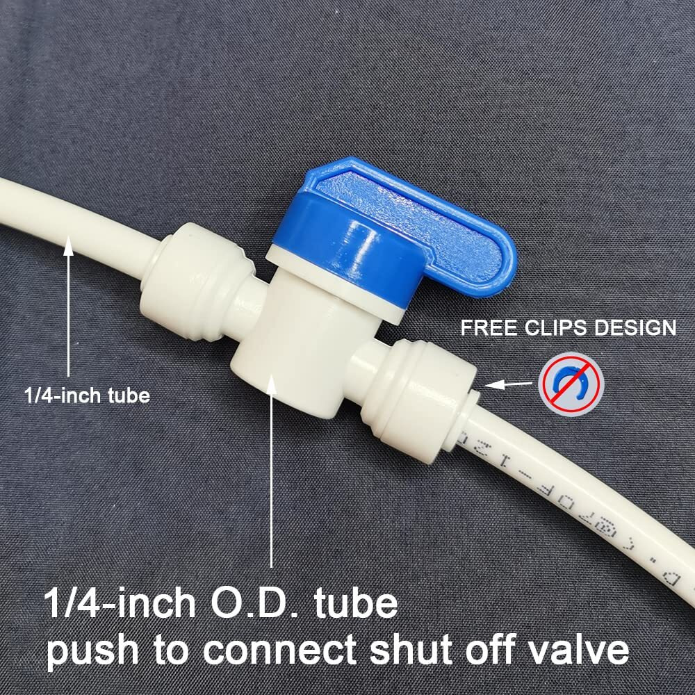 Malida Water Purifier Shut Off Ball Valve Equal 1/4Inch Od Tube Quick Push To Connect Plastic Plumbing Fitting For Ro/Di System 10Pcs.