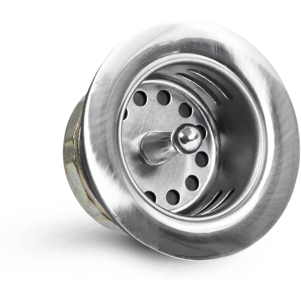 Highcraft 9773 Bar/Prep Sink 2 1/2 Junior Duo Stainless Steel Drain Assembly With Strainer Basket And Rubber Stopper