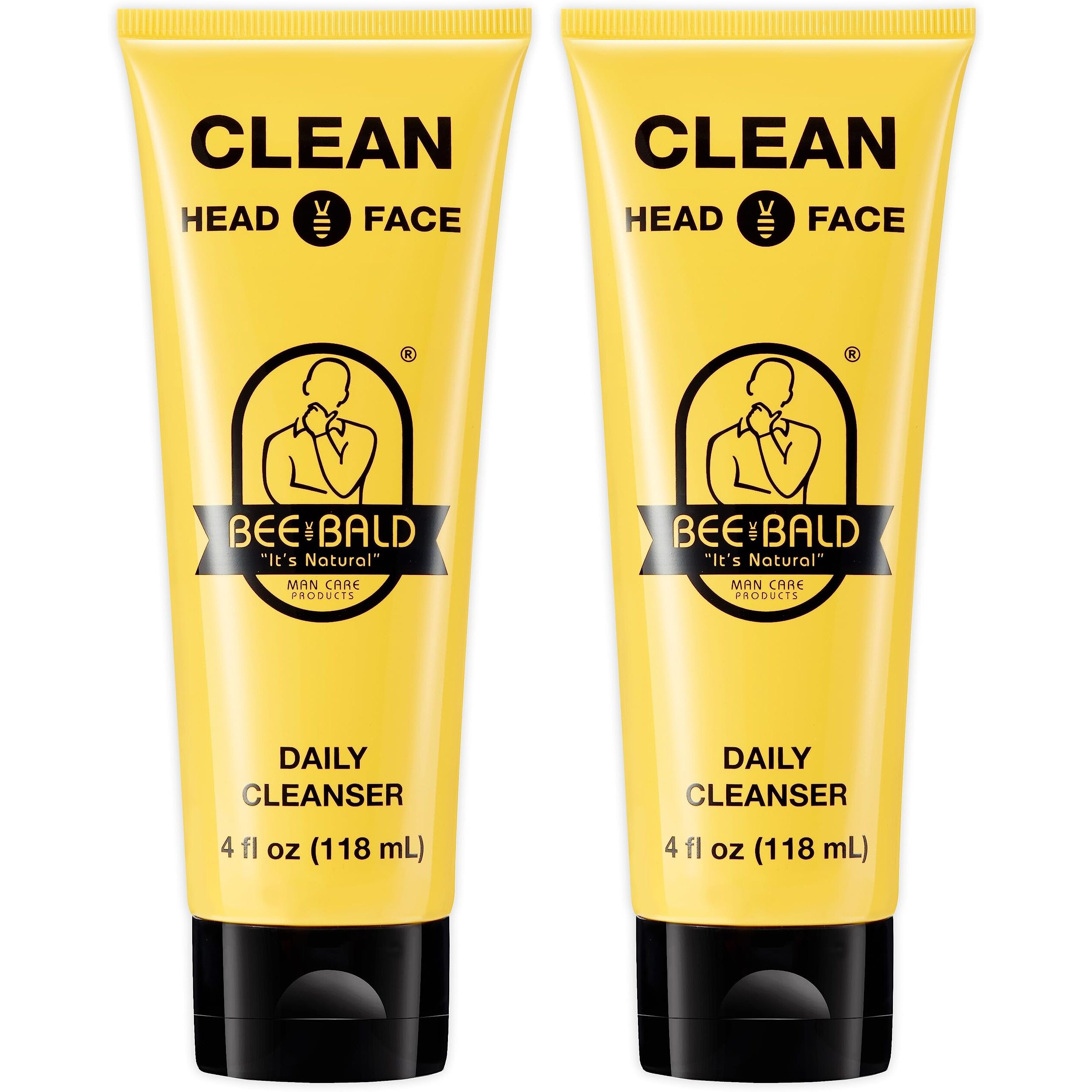 Bee Bald 2-Pack Clean Daily Cleanser For Face & Head Refreshes And Thoroughly Cleanses  Gently Scrubbing Away Dry  Flaky Skin  Leaving A Fresh  Tingling Sensation And Smell Of Clean  4 Fl. Oz. Each