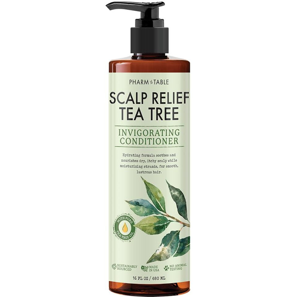 Pharm To Table Tea Tree Conditioner For Men And Women  Hair Detangler And Soothing Scalp Relief - Infused With Tea Tree Oil  Sunflower Oil  Aloe And Argan Oil  16.2Oz