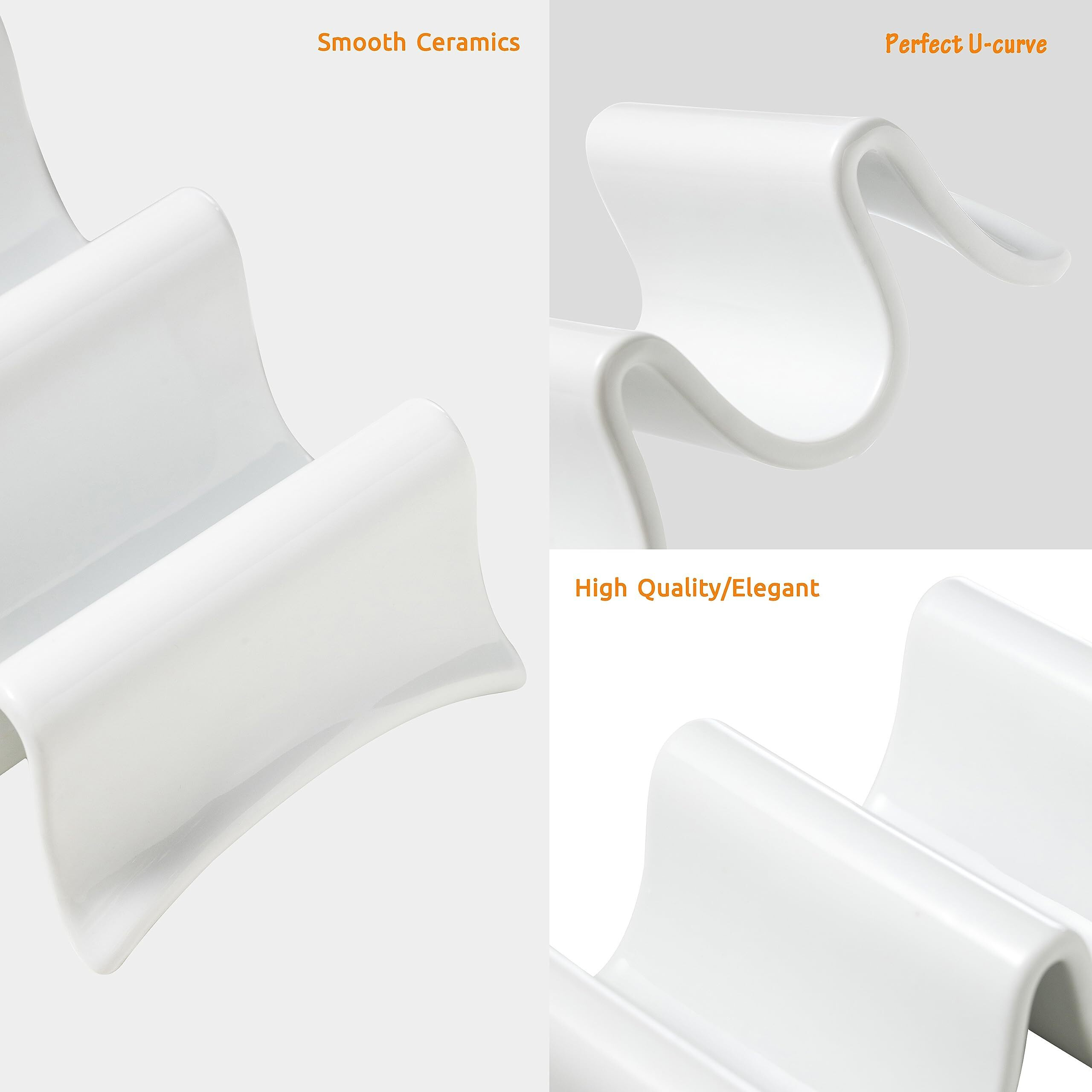 Missyssim Taco Holder  Porcelain Taco Tray With Handles  Perfect For Keeping Tacos In Place  Serving Dish For Entertraining  Taco Shell Holds 4 Taco  Set Of 2