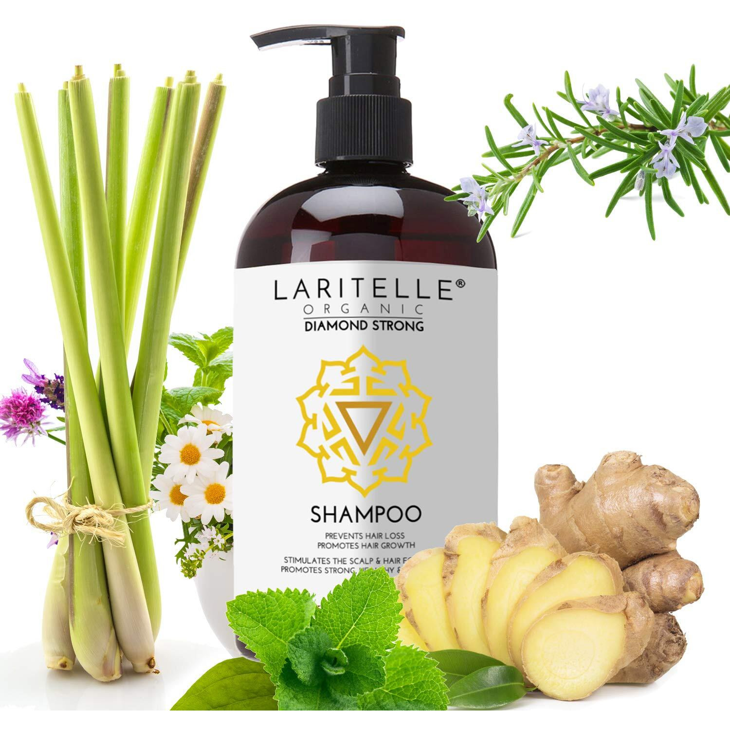 Laritelle Organic Shampoo 17.5 Oz. Argan Oil  Ginger  Cedarwood. Promotes Hair Growth  Prevents Hair Loss. Gf