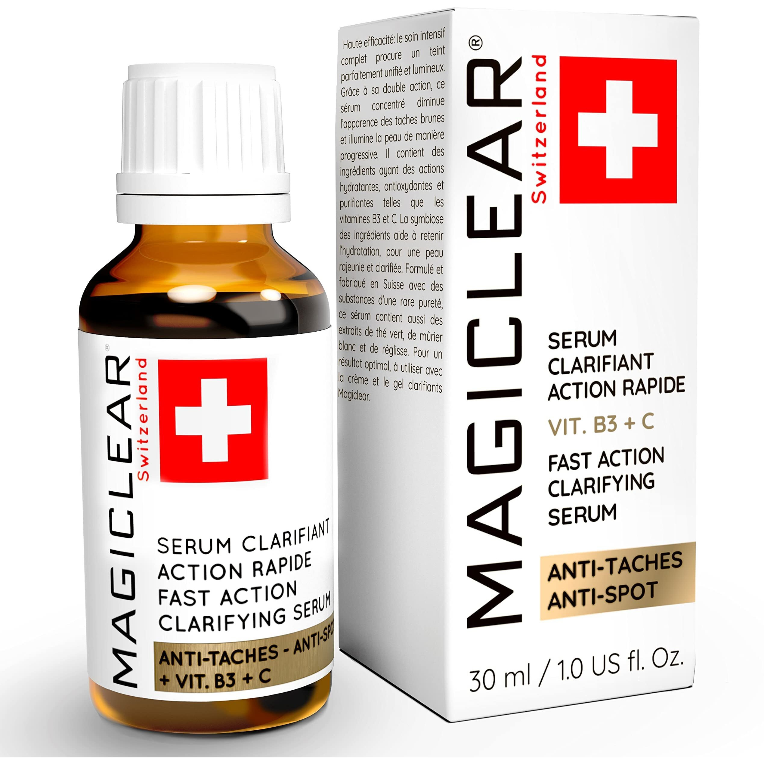 Luxury Swiss Dark Spot Remover For Face Body Serum Age Sun Brown Spot Freckles Corrector Melasma Treatment Anti Aging Skin Vitamin C + Niacinamide Organic Magiclear