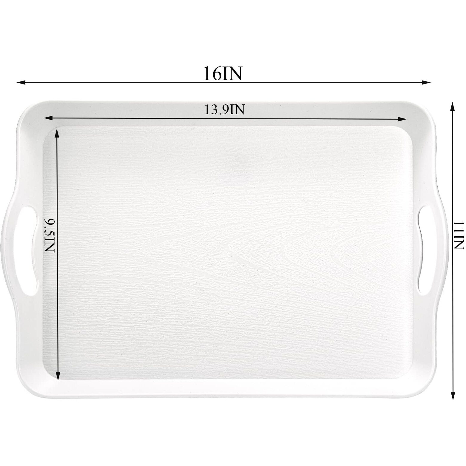 Cedilis 3 Pack Serving Trays With Handles  16 X 11In Food Serving Tray  Rectangular Plastic Stackable Tray For Restaurant  Parties  Coffee Table  Kitchen  White