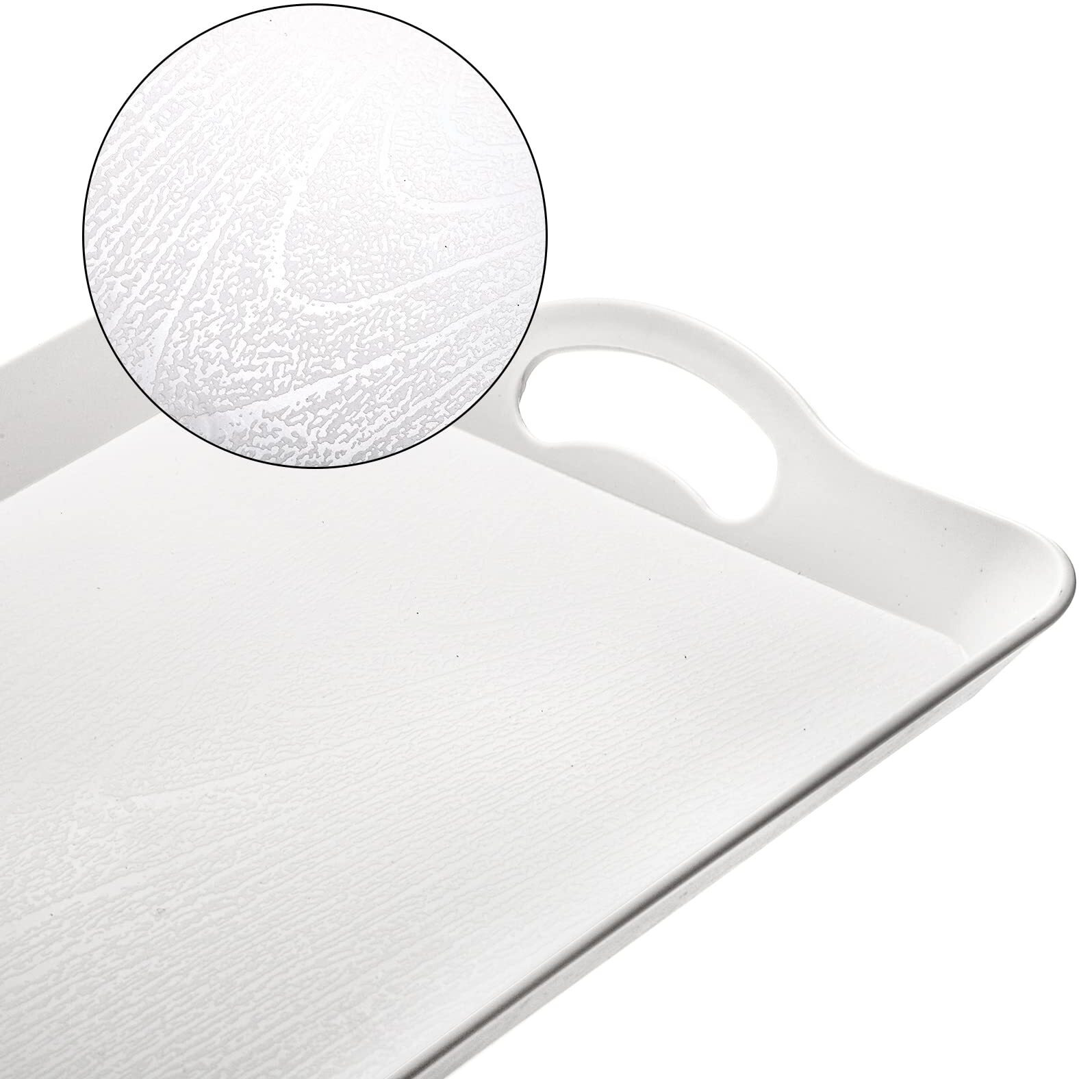 Cedilis 3 Pack Serving Trays With Handles  16 X 11In Food Serving Tray  Rectangular Plastic Stackable Tray For Restaurant  Parties  Coffee Table  Kitchen  White