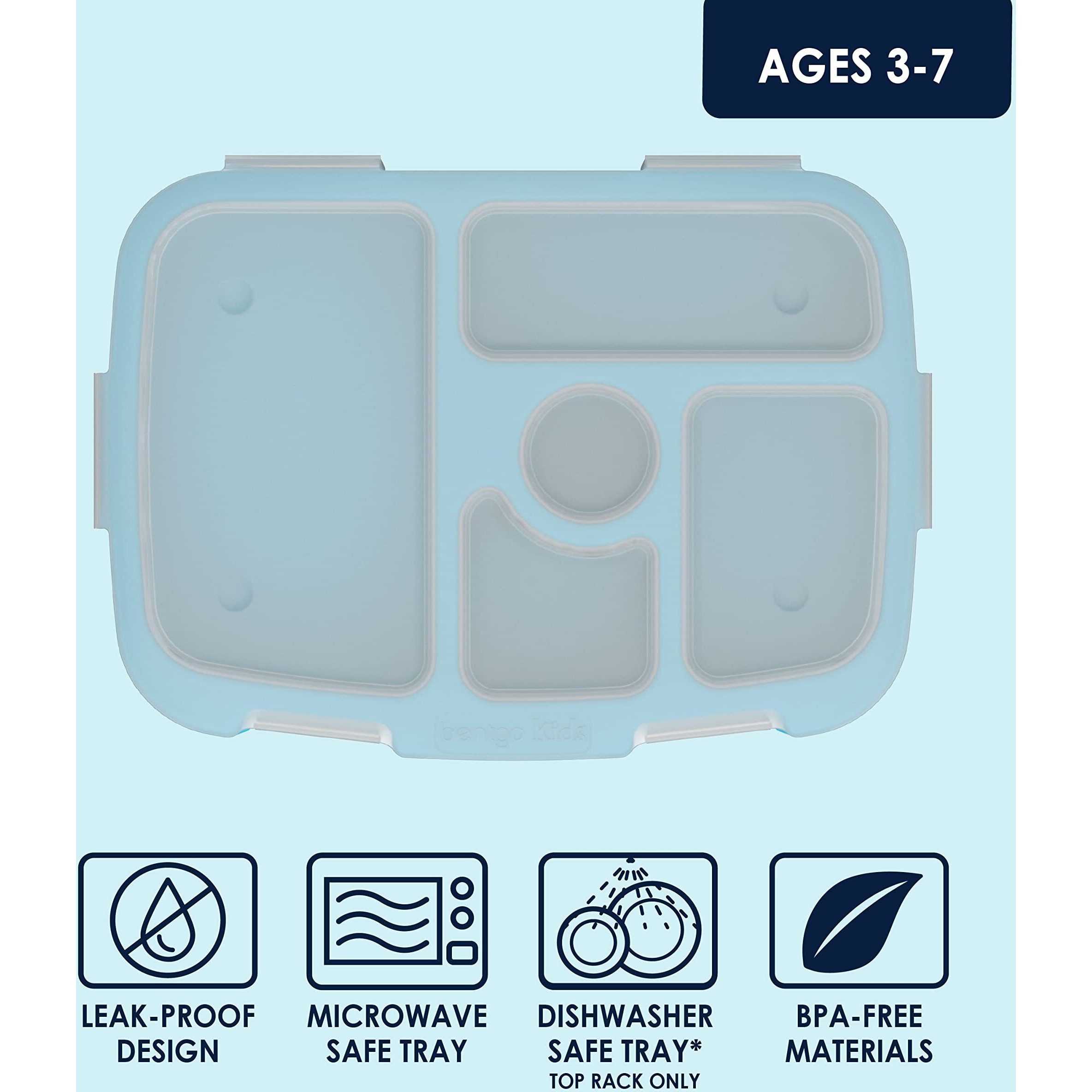 Bentgo Kids Tray With Transparent Cover - Reusable  Bpa-Free  5-Compartment Meal Prep Container With Built-In Portion Control For Healthy Meals At Home & On The Go (Confetti Edition - Abyss Blue)