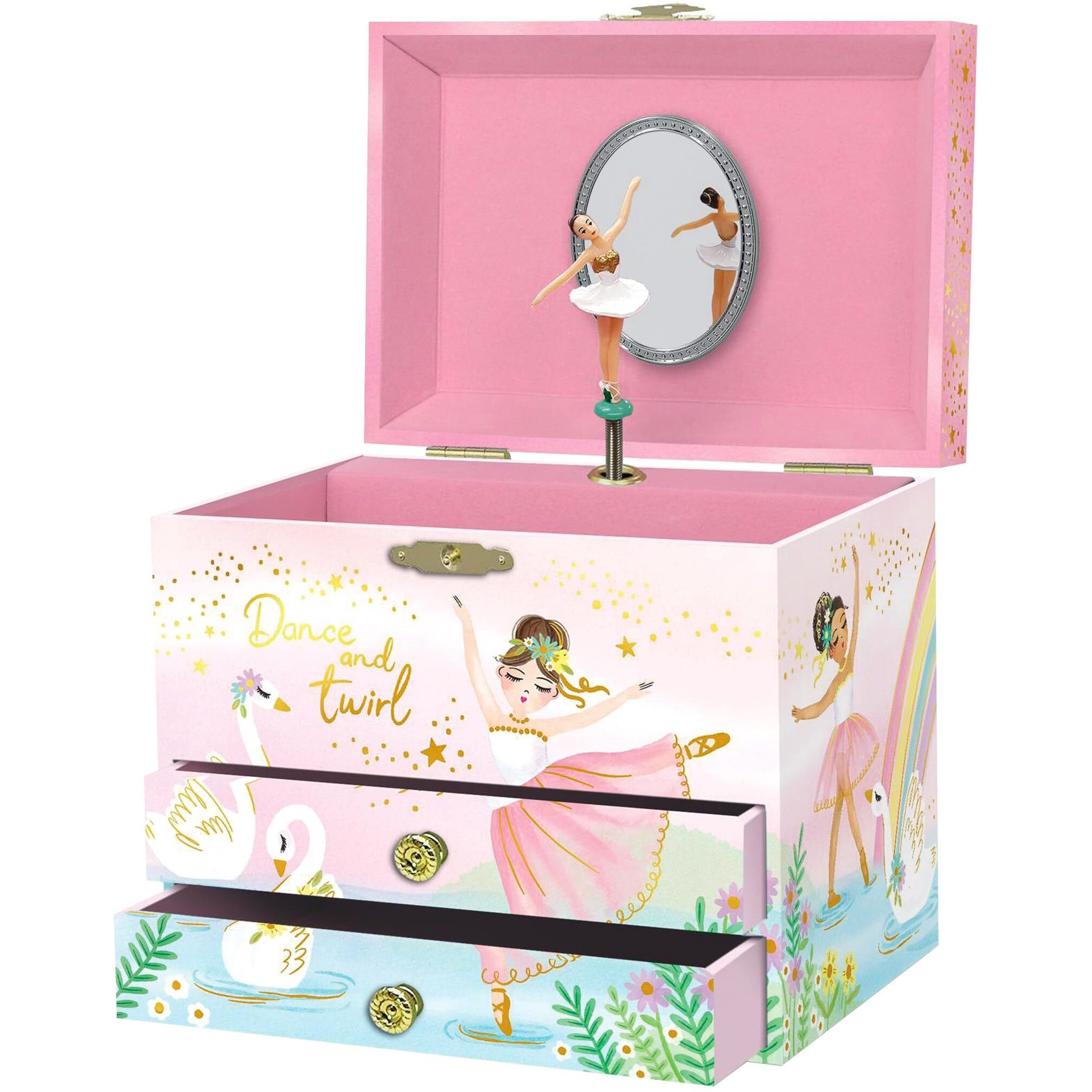 Musical Ballerina Jewelry Box For Girls - Kids Music Box With Spinning Ballerina  Ballet Birthday Gifts For Little Girls  Jewelry Boxes  6.8 X 5.3 X 6 In - Ages 3-10  Pink