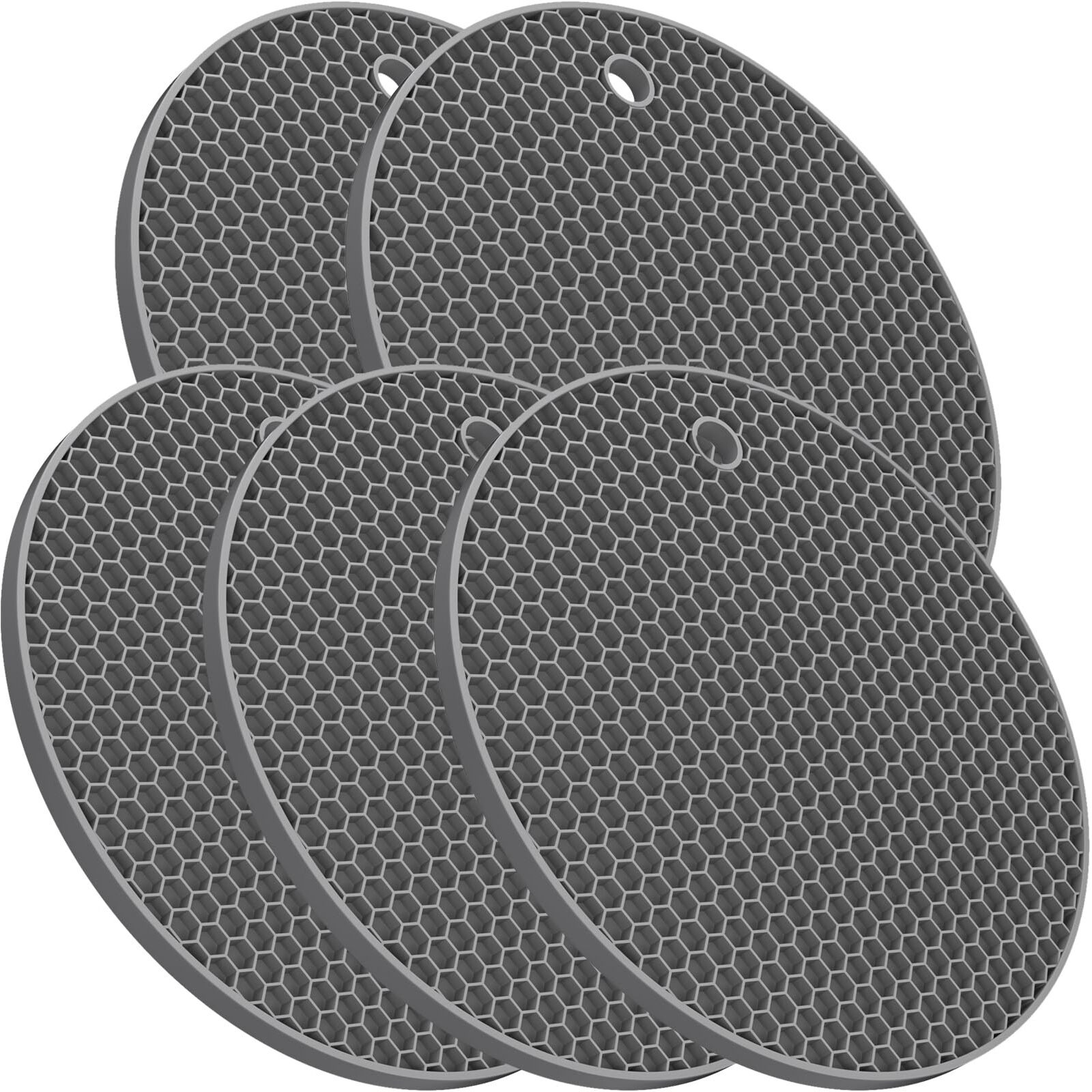 Ultra Thick 8Mm Silicone Trivets For Hot Dishes Pots And Pans  Silicone Trivet Mat Hot Plates To Protect Table  Silicone Hot Pads For Kitchen Counter  Pot Holders  Grey Trivet Set Of 3