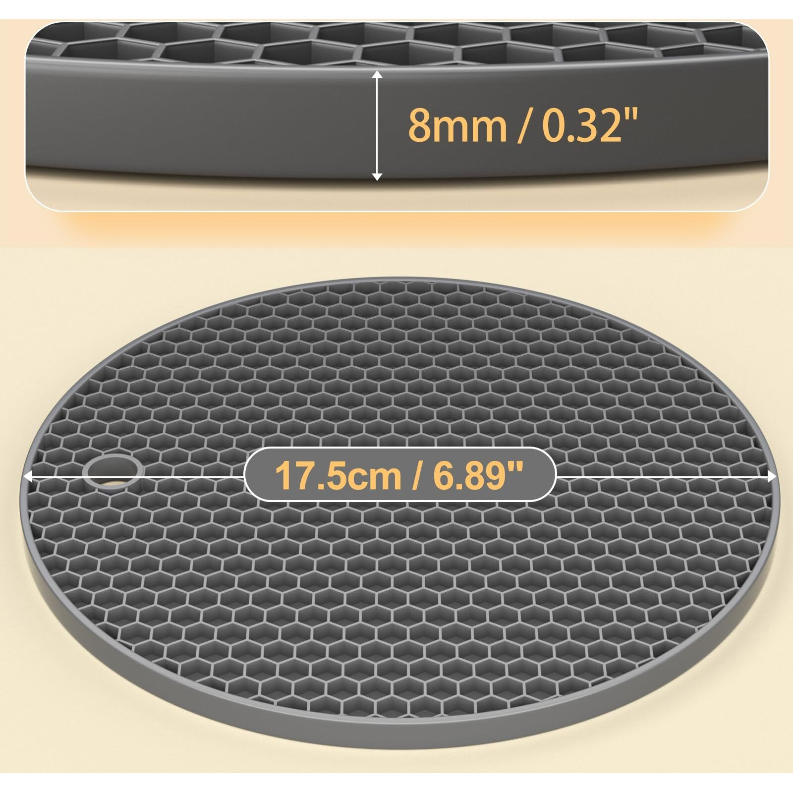 Ultra Thick 8Mm Silicone Trivets For Hot Dishes Pots And Pans  Silicone Trivet Mat Hot Plates To Protect Table  Silicone Hot Pads For Kitchen Counter  Pot Holders  Grey Trivet Set Of 3