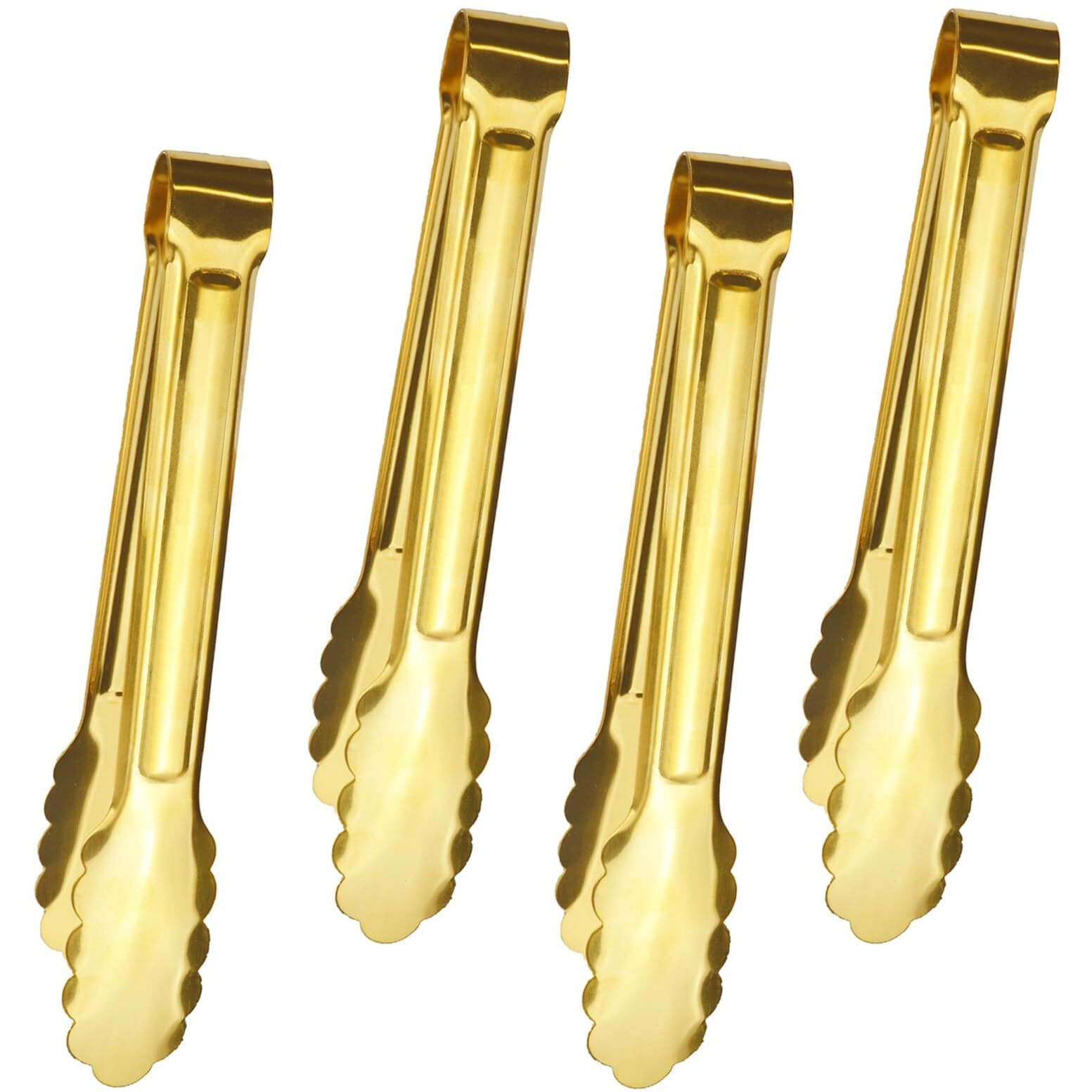 Iaxsee 4 Pcs Serving Tongs Gold Tongs 9 Inch Serving Utensils Stainless Steel Serving Tongs For Salad Buffet Appetizer Dessert Tong For Food Parties (9 Inch  Gold)
