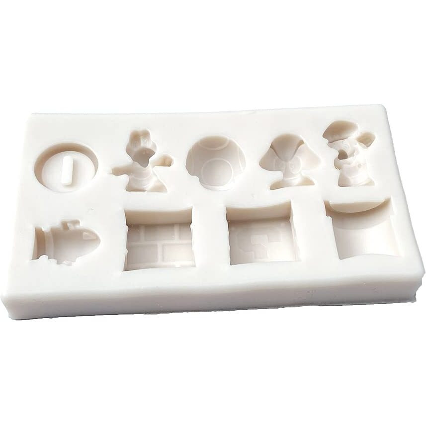 Guratapa 9 Hole Suitable For Super Mario Yoshi Dragon Mushroom Gold Coins Silicone Molds For Diy Fondant Candy Making Chocolate Mold Gum Clay Biscuit Plaster Resin Cupcake Topper Cake Decor Moulds 2