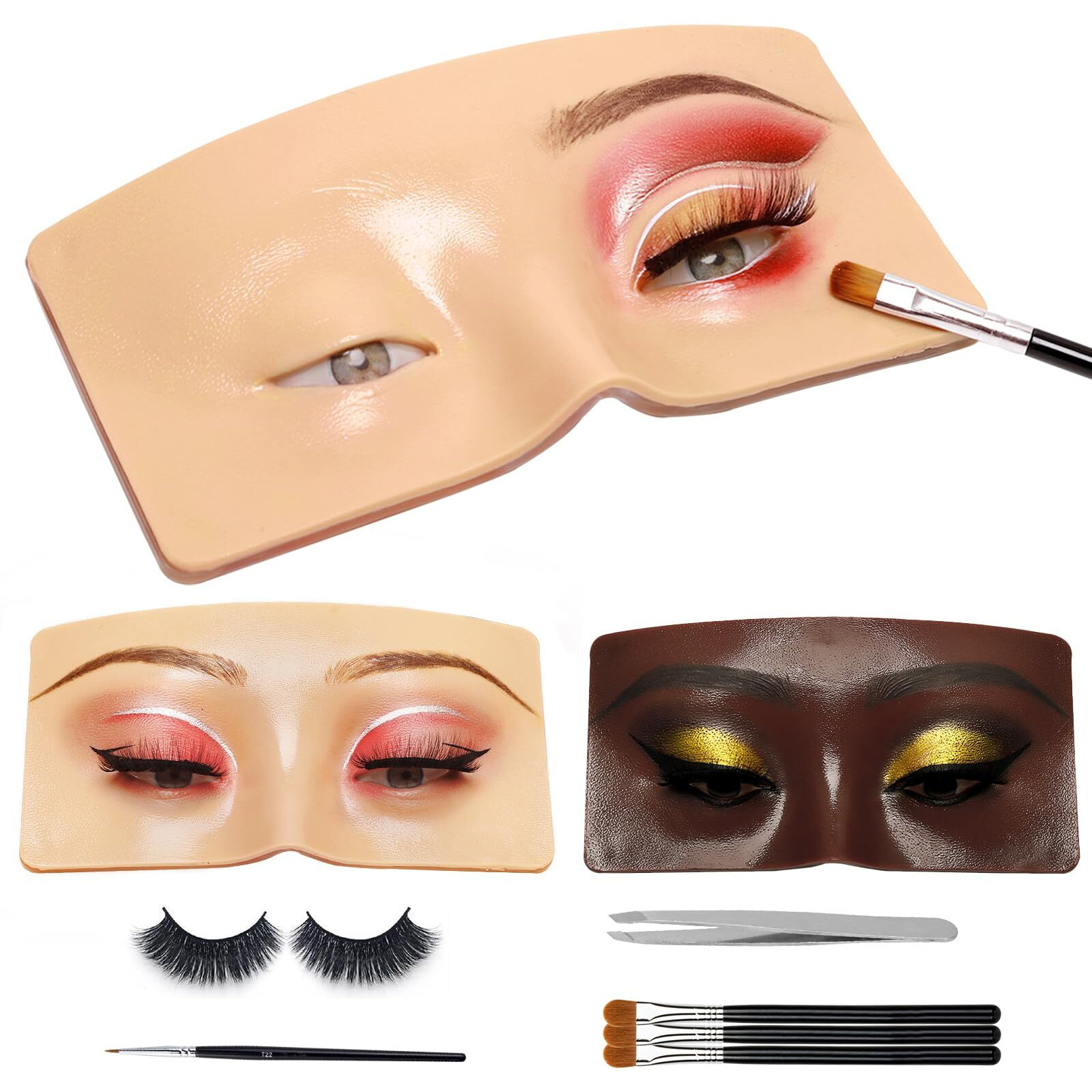 Gfpgyq 3D Eye Makeup Face Practice Board  Perfect Aid To Makeup Practicing Face Board  Reusable Silicone Face To Practice Makeup Mannequin For Beginners To Practice Eyesmakeup Kit (White)